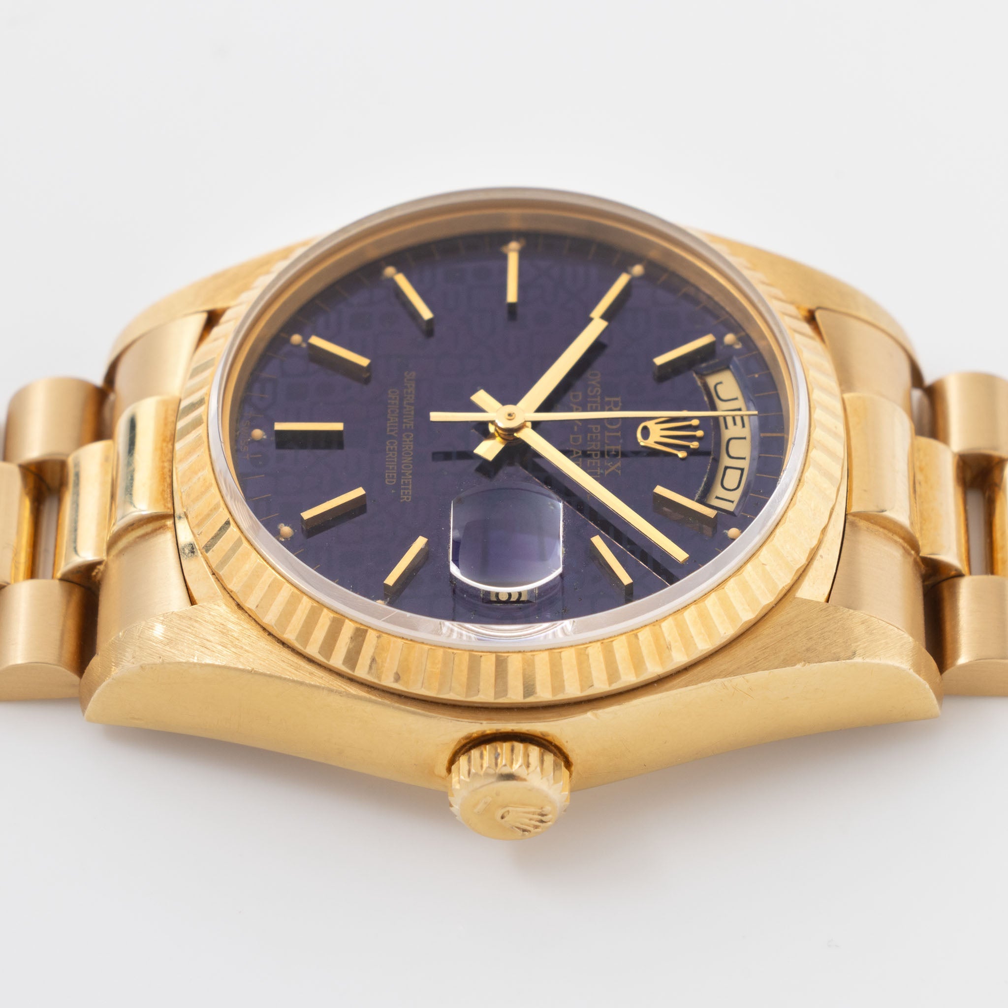 Rolex Day-Date 18038 Purple Jubilee Dial Box and Papers French Hallmarks