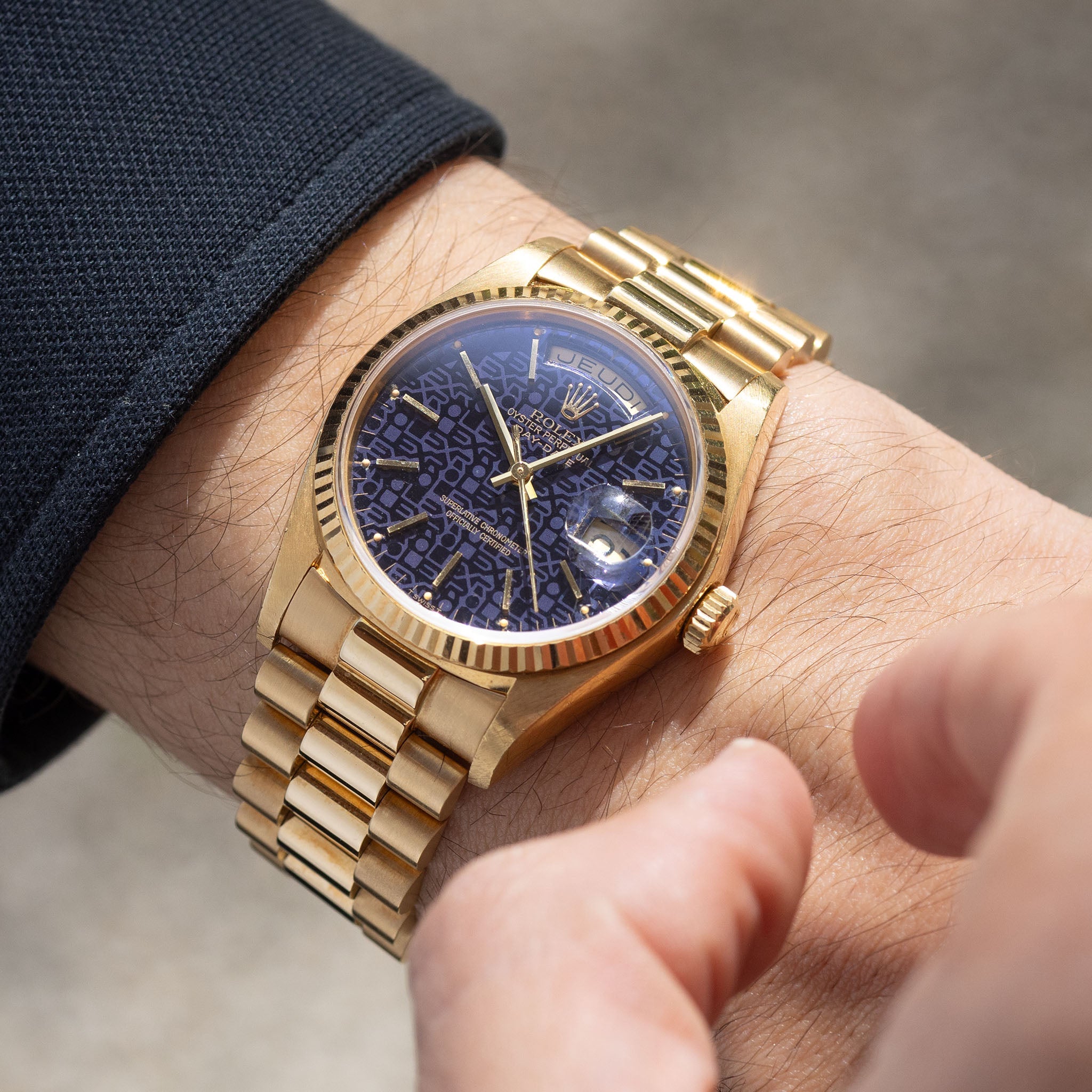 Rolex Day-Date 18038 Purple Jubilee Dial Box and Papers French Hallmarks