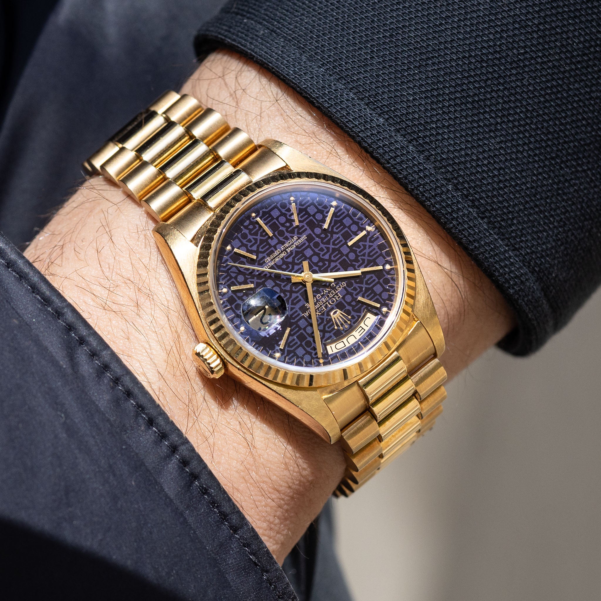 Rolex Day-Date 18038 Purple Jubilee Dial Box and Papers French Hallmarks