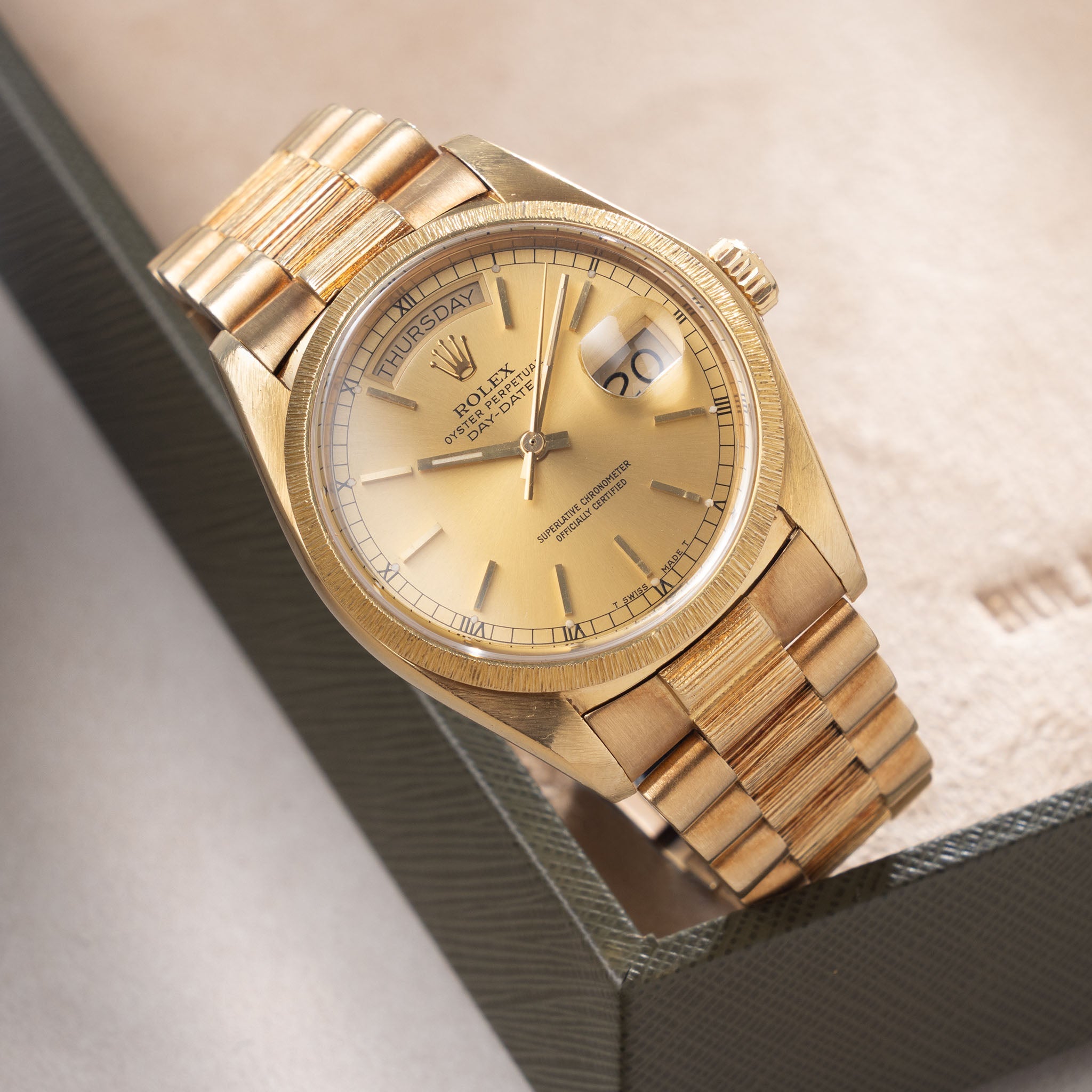 Rolex Day-Date 18078 Champagne Dial Bark with Papers W3731