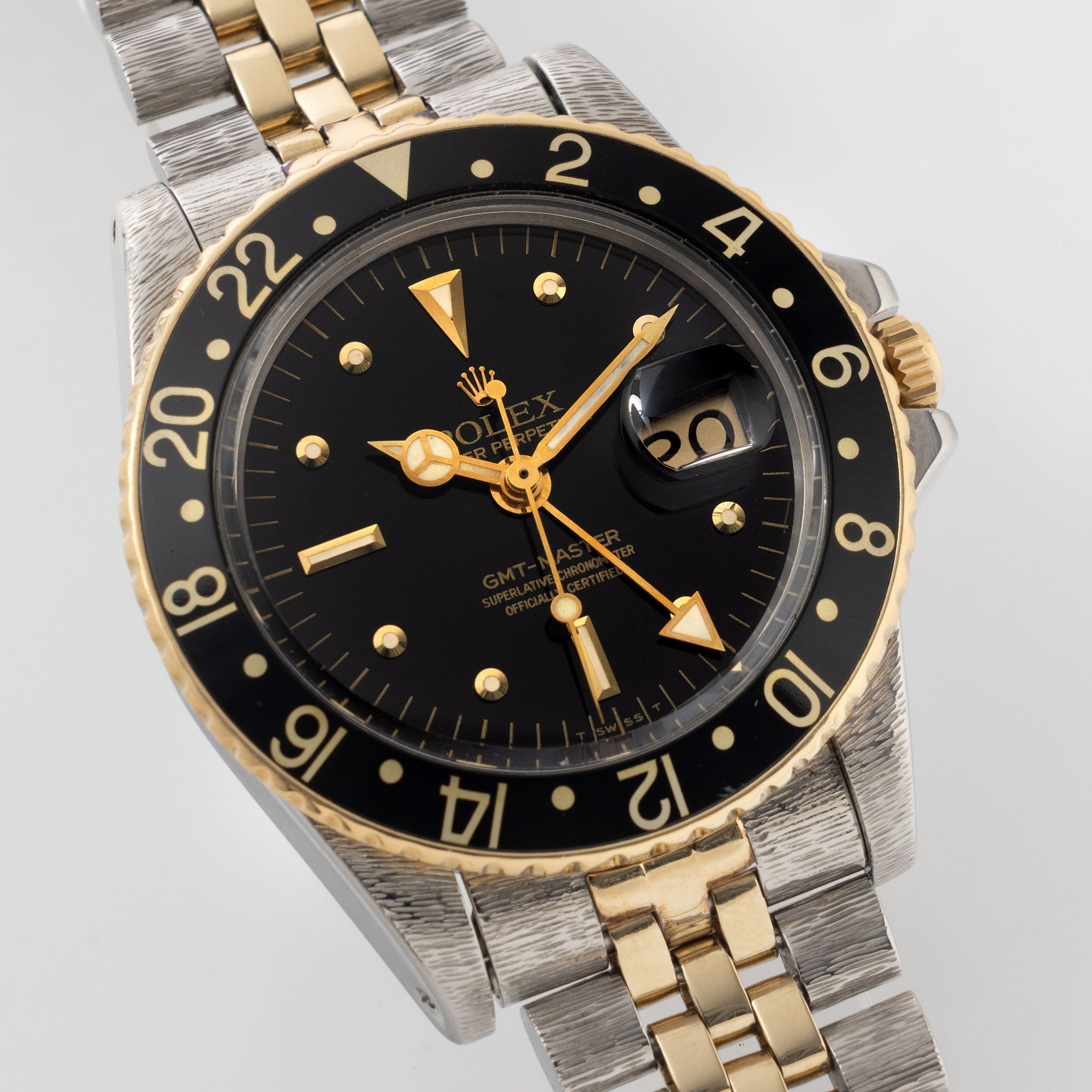 Rolex GMT-master 1675/3 Black Nipple Dial Steel and Gold "John Bull" Finish