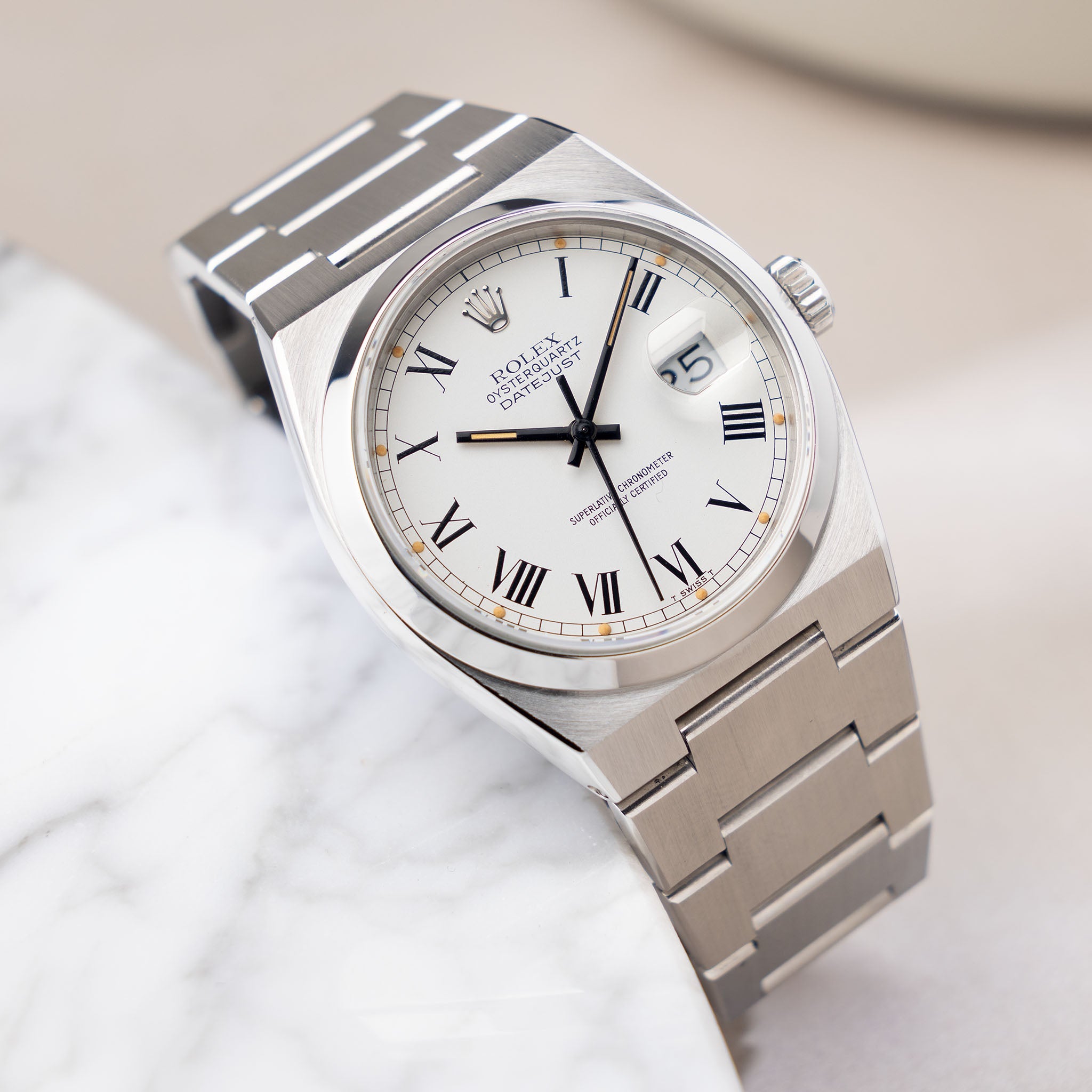 Rolex Oysterquartz Datejust 17000 White Buckley Dial with Papers