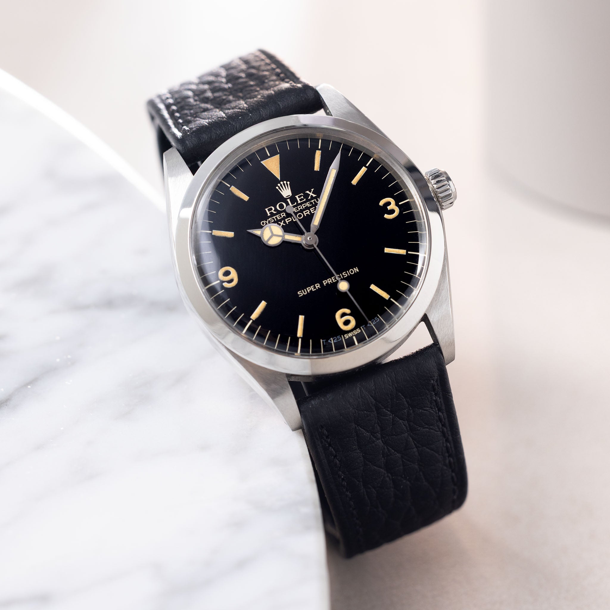 Rolex Explorer Gilt Dial “double T_< 25_” Box and Papers Set ref 5500 