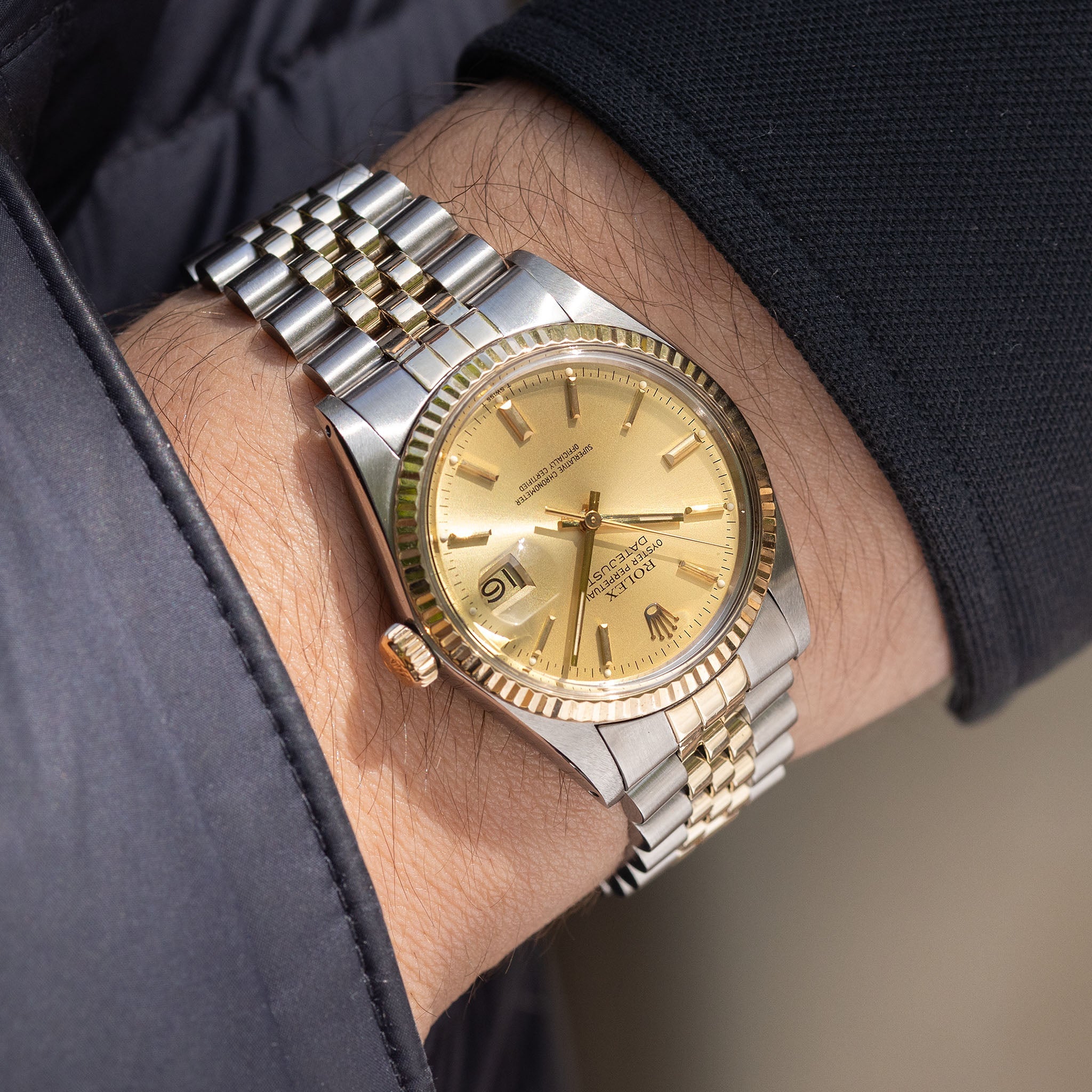 Rolex Datejust 16013 Champagne Dial in steel and yellow gold