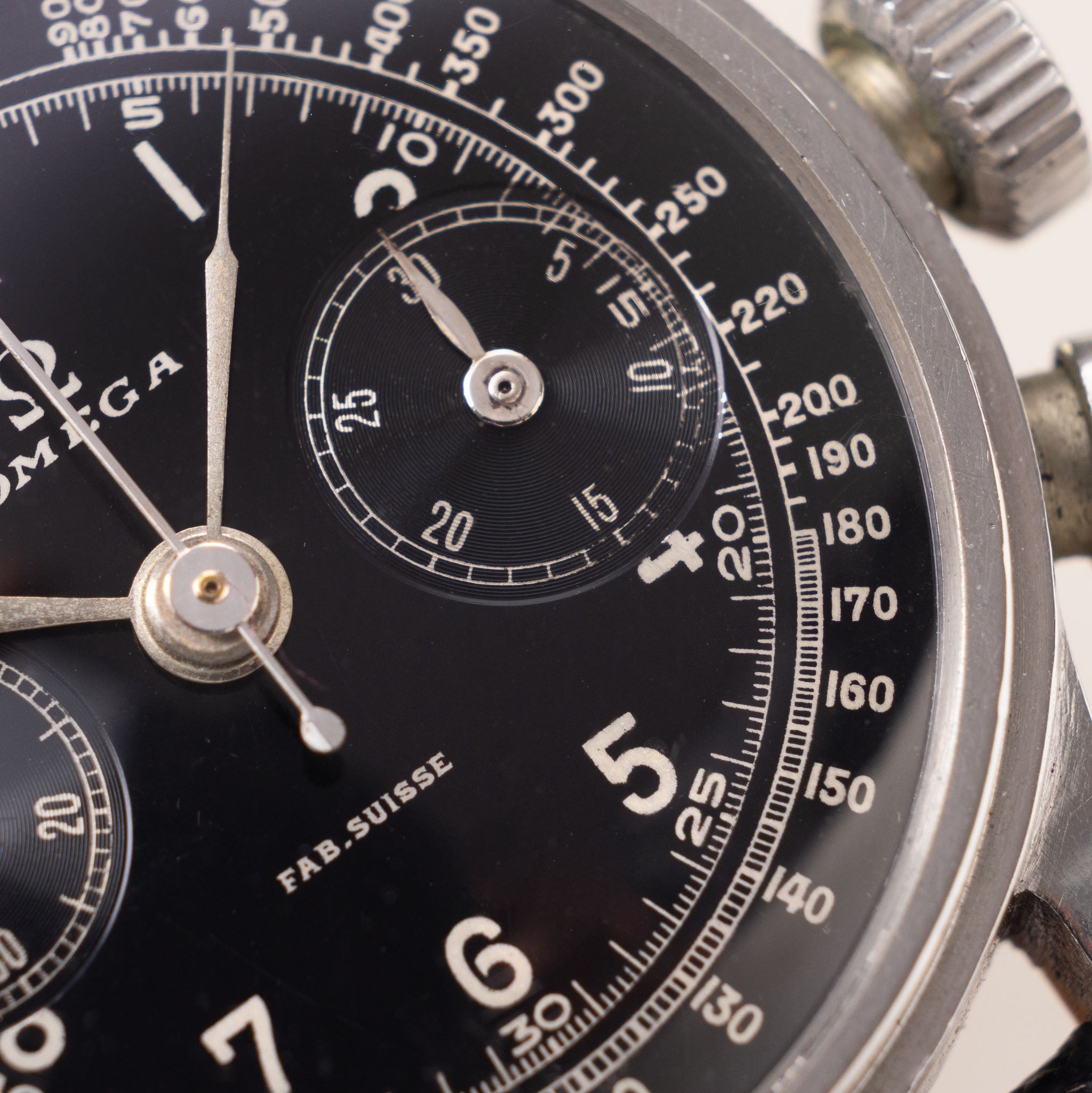 Omega Chronograph 28.9 Movement Screw-down Case Black Dial Chronograph
