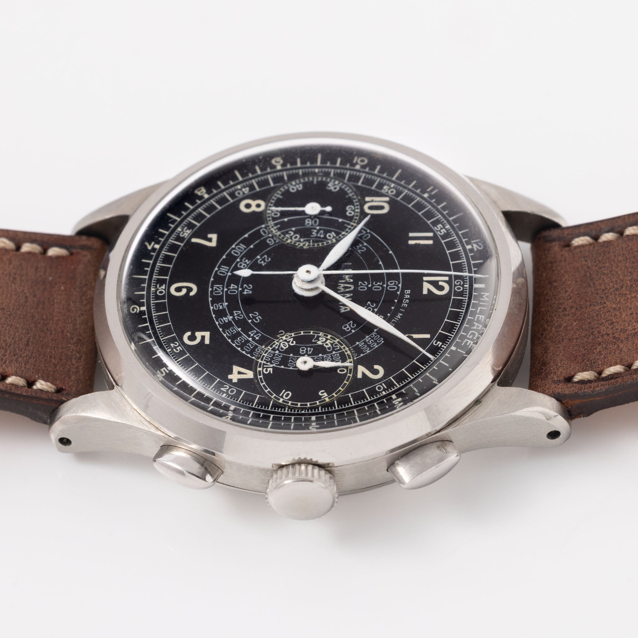 Lemania Chronograph cal 28.9 Black Military Dial