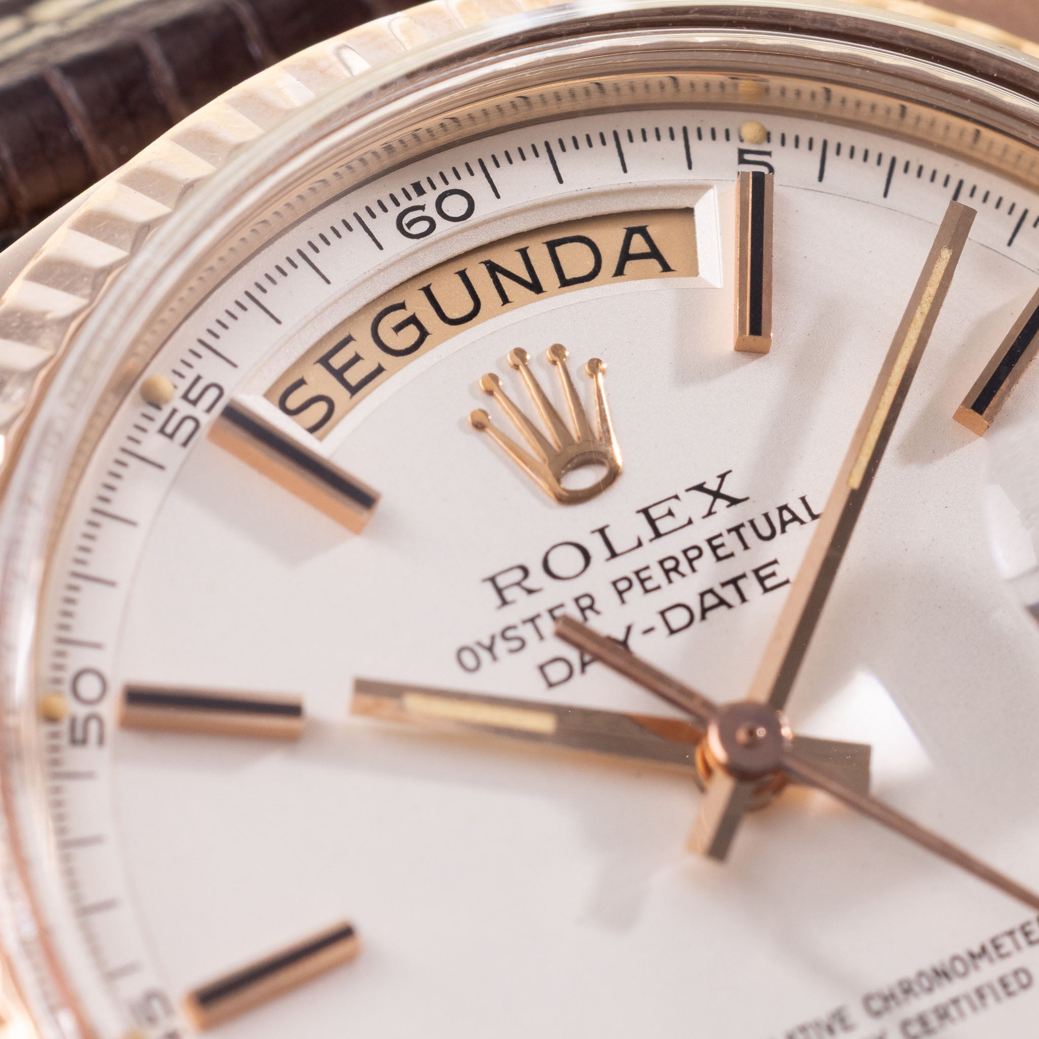Rolex Day-Date 1803 Matte Silver Dial in 18k Rose Gold