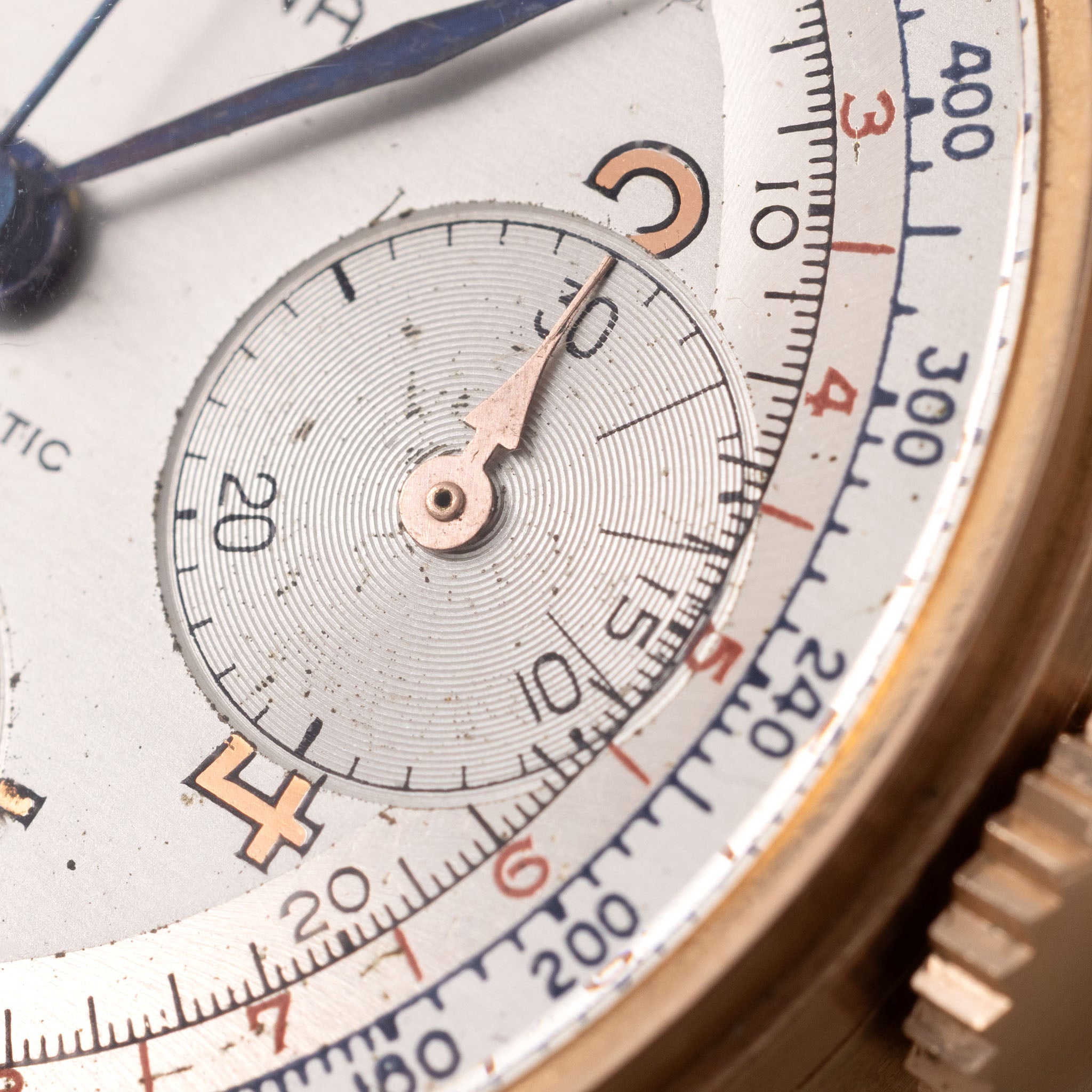 Eterna Three-Register 18k Rose Gold Chronograph Silver dial