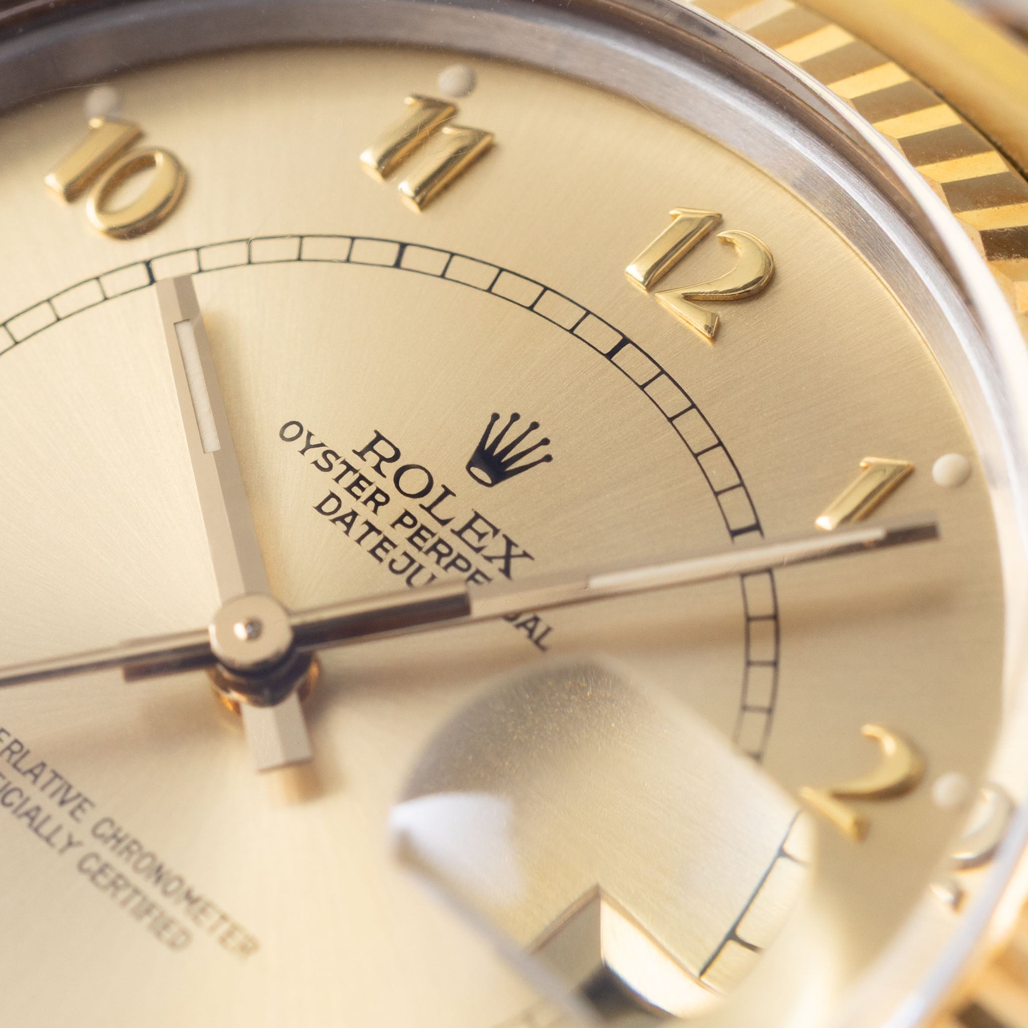 Rolex Datejust 16013 Boiler Gauge Champagne Dial with Original Punched Paper in Steel and Yellow Gold