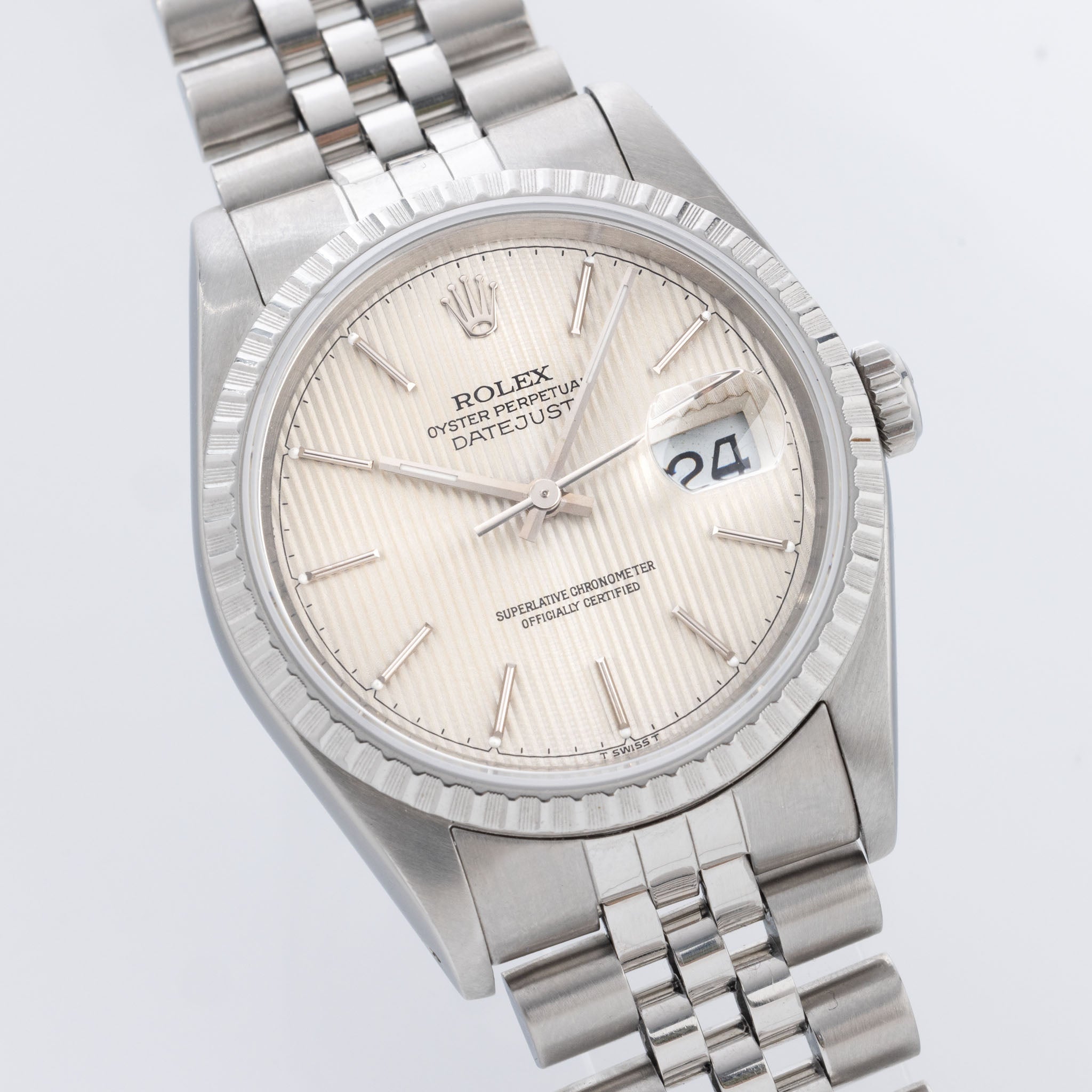 Rolex Datejust Silver Tapestry Dial ref 16220