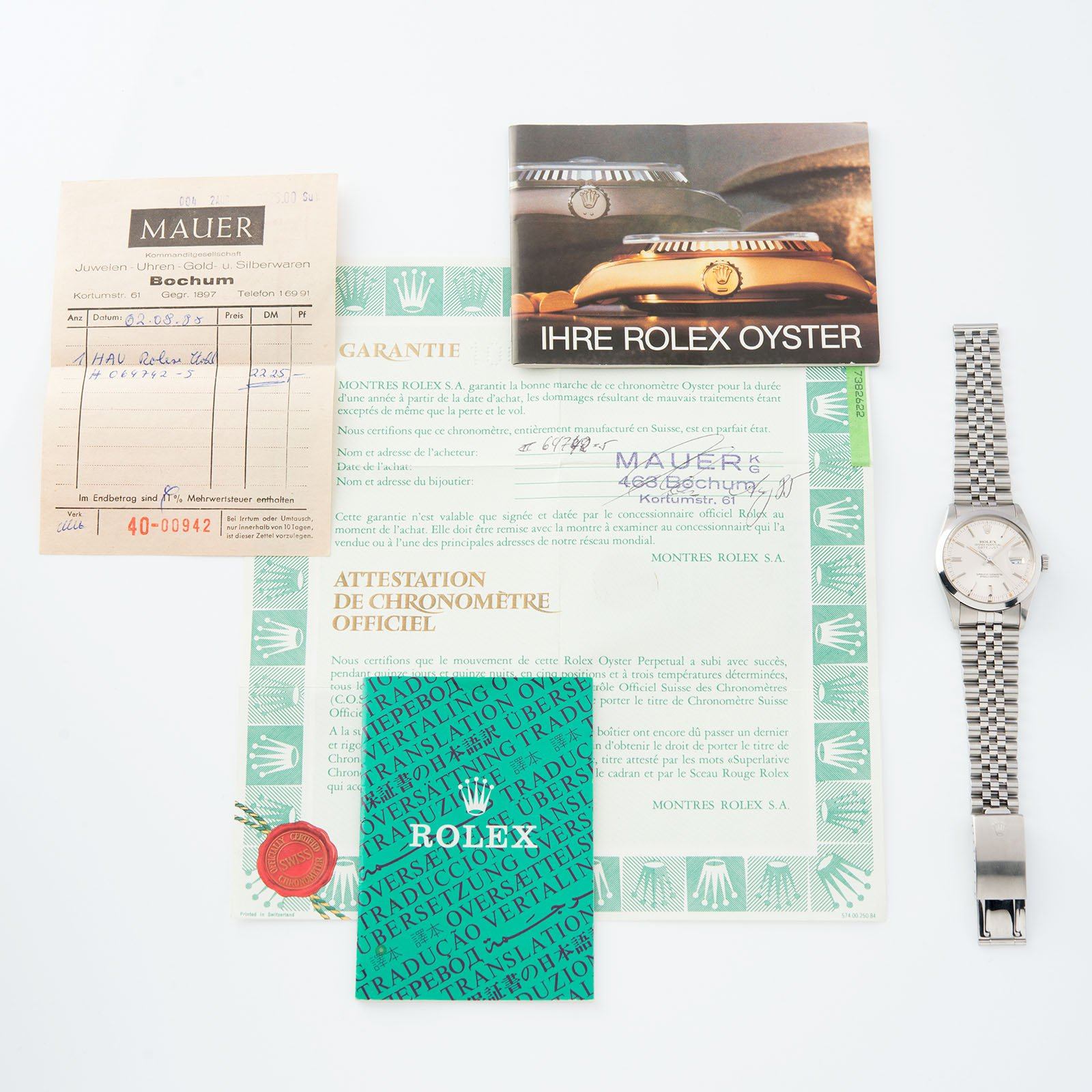 Rolex Datejust Reference 16000 Silver Dial Papers