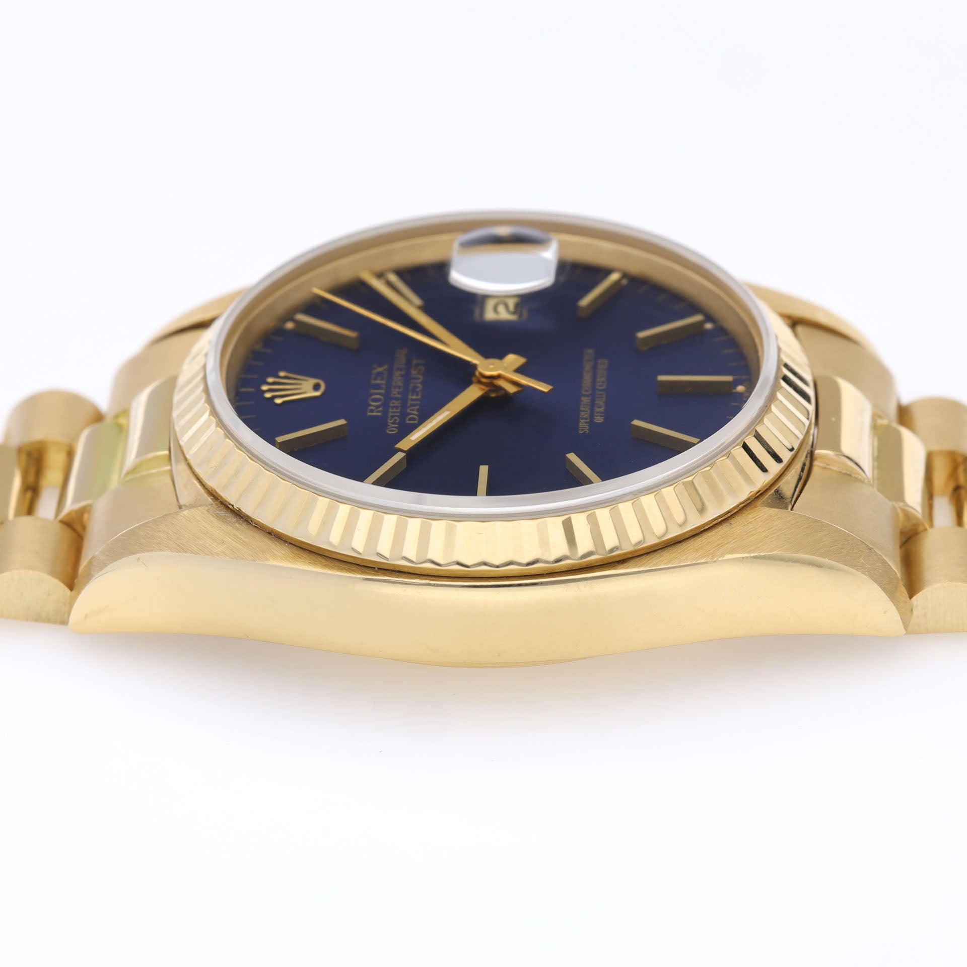 Rolex Datejust 16018 Yellow Gold Blue Dial with Papers