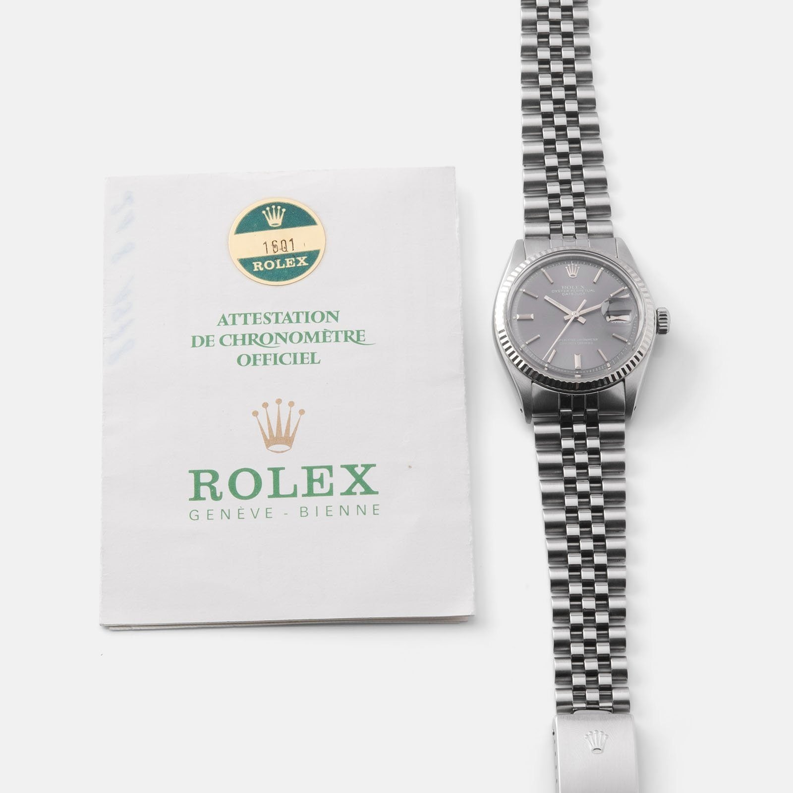 Rolex Datejust Grey Sigma Dial 1601 with papers