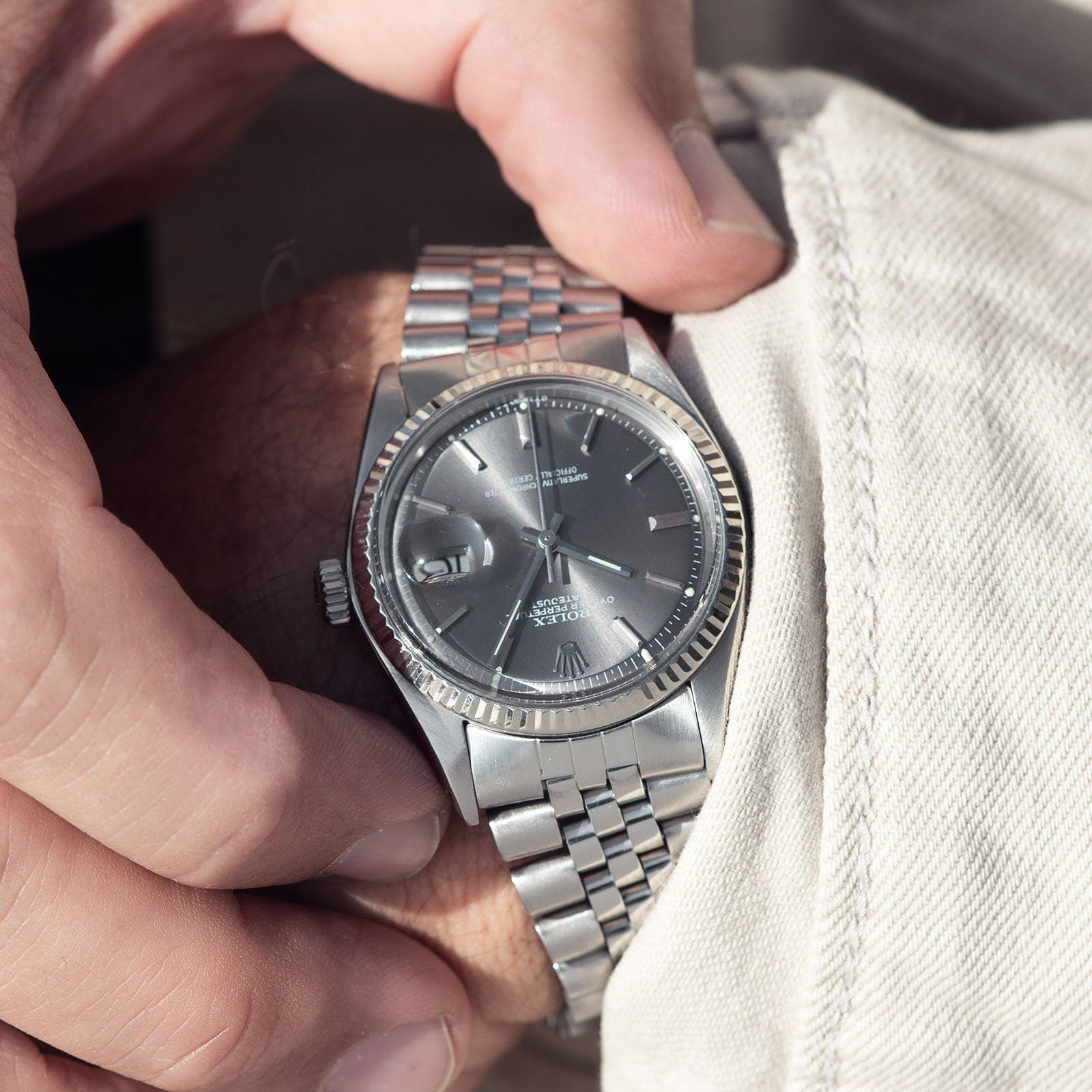 Rolex Datejust Grey Sigma Dial 1601 with papers