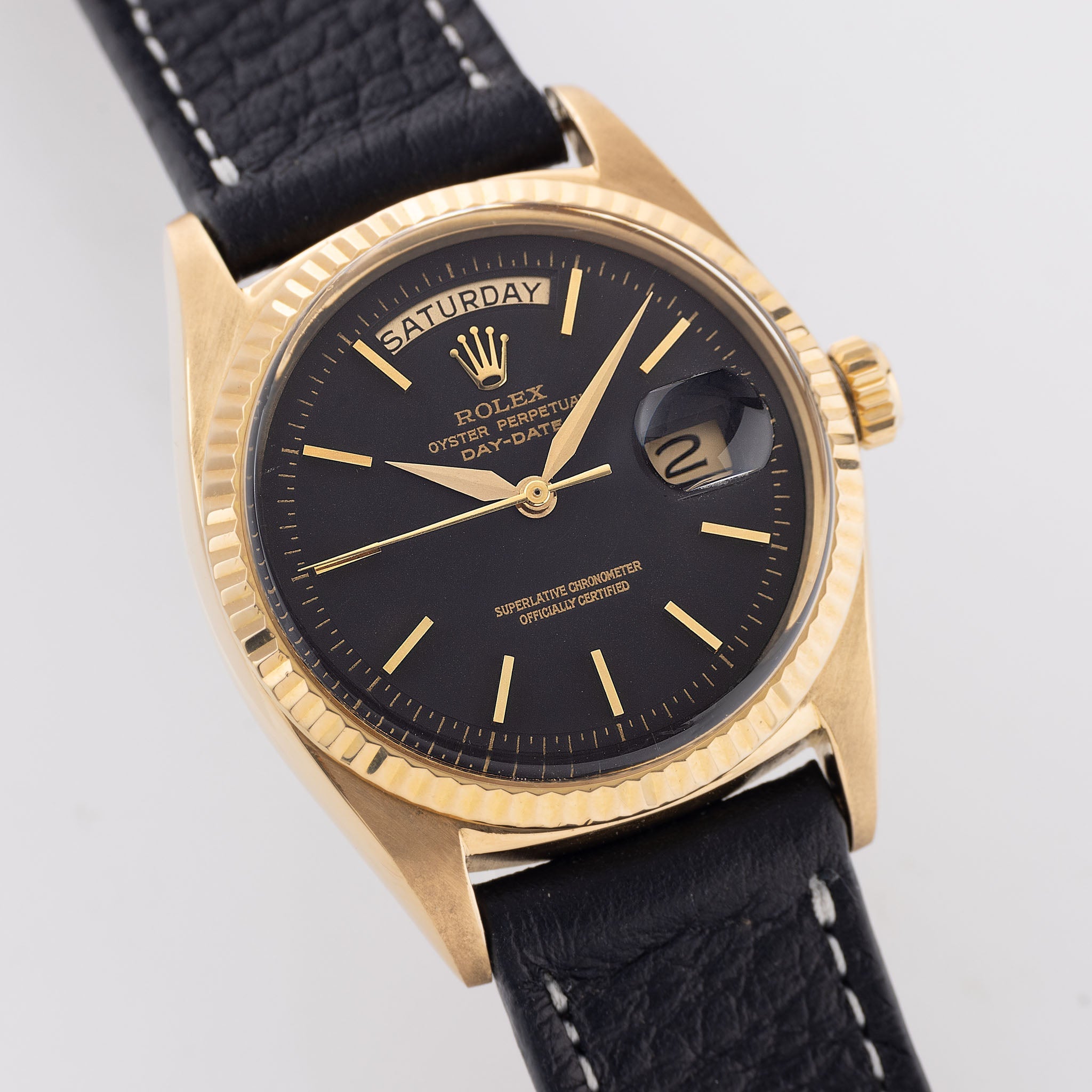 Rolex Day-Date 1803 Yellow Gold Matte Black Dial Alpha Hands