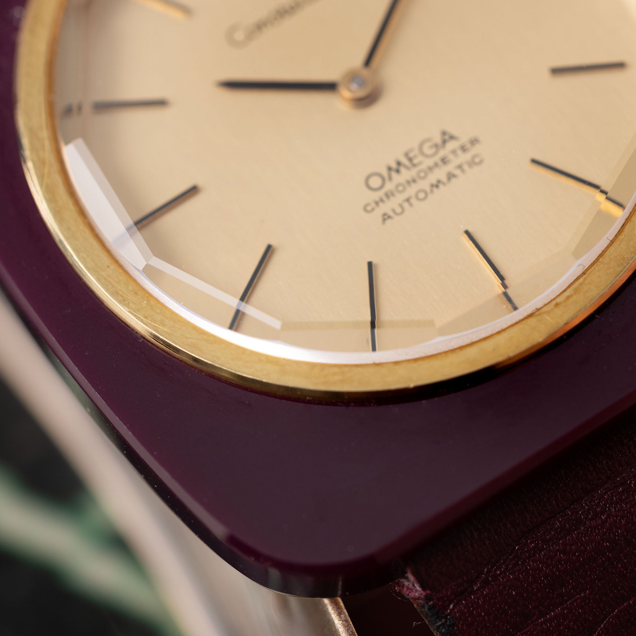 Omega Constellation Burgundy Ceramic and 18k Gold Case