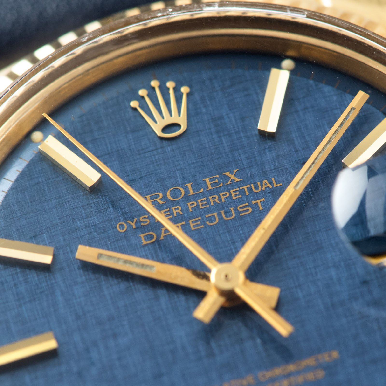 Rolex Datejust Yellow Gold 1601 Blue Linen Dial