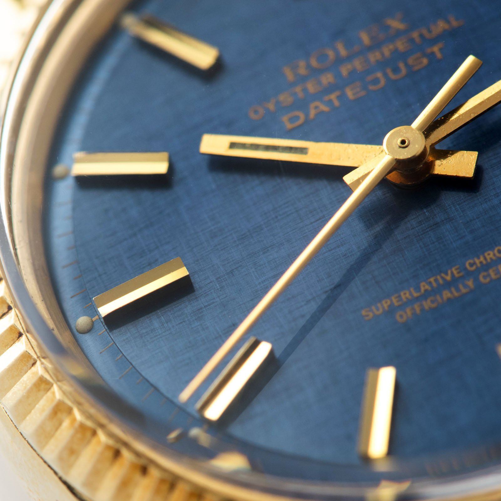 Rolex Datejust Yellow Gold 1601 Blue Linen Dial