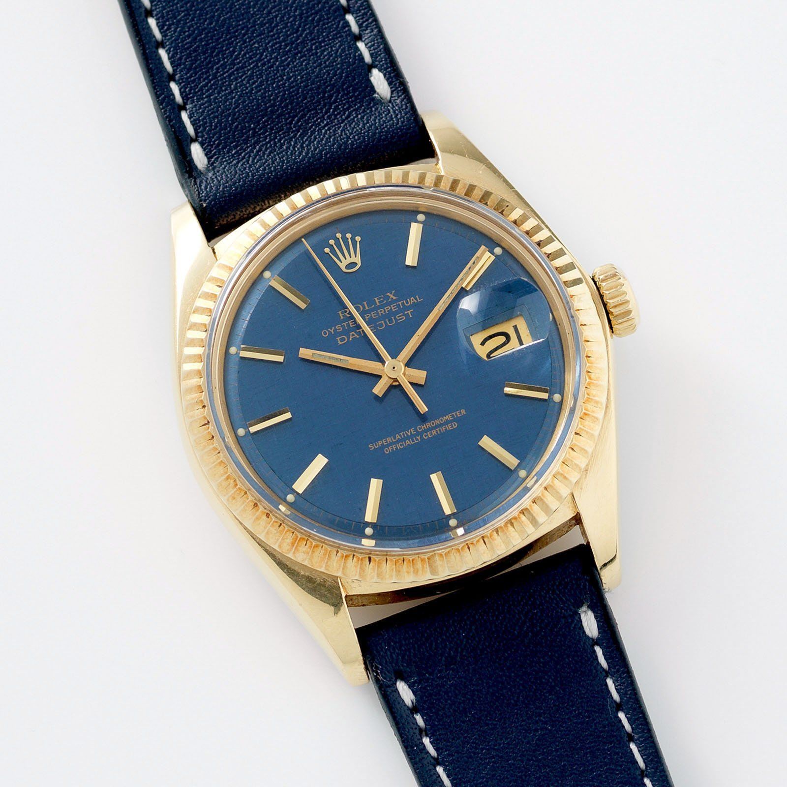 Rolex Datejust Yellow Gold 1601 Blue Linen Dial