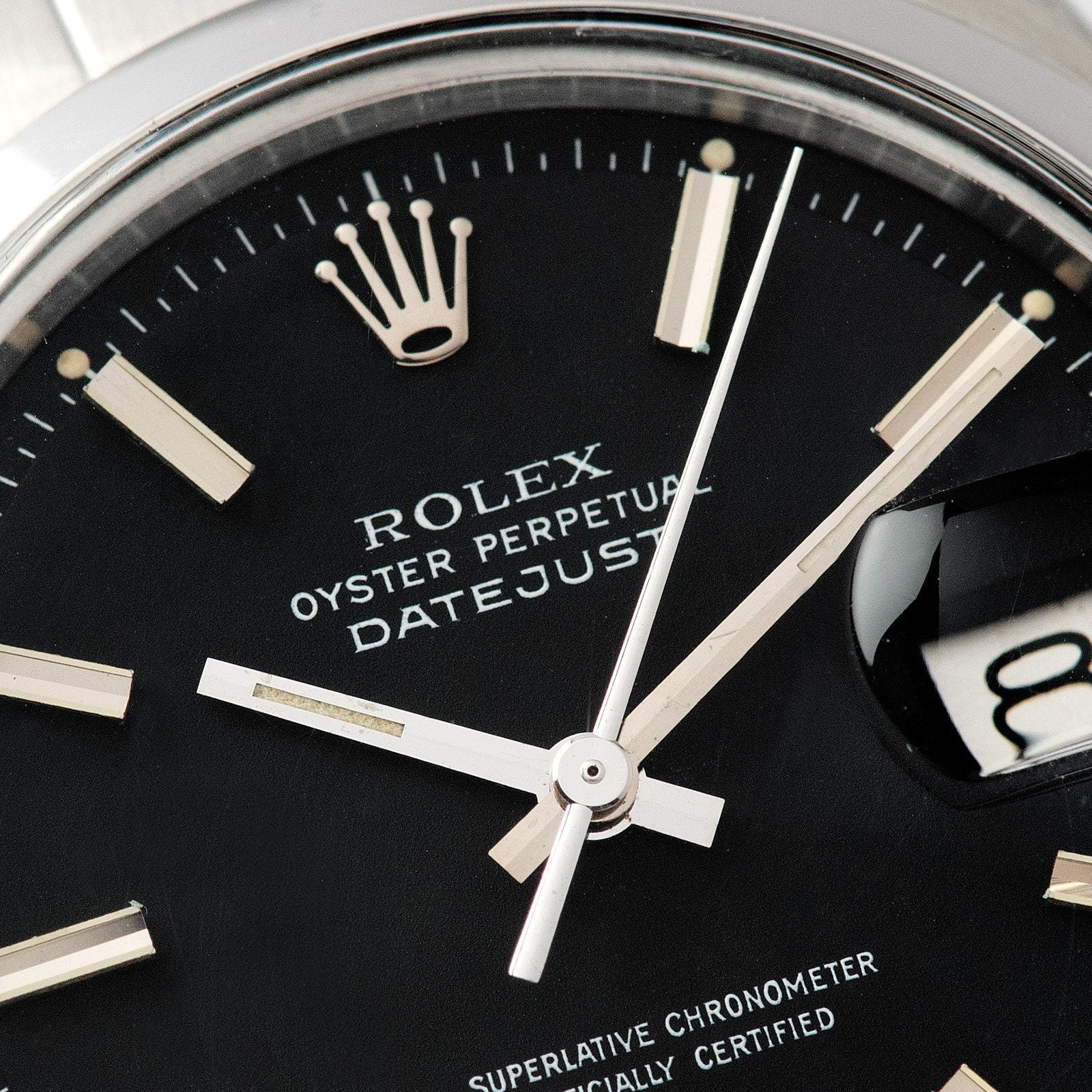 Rolex Datejust Black Pie Pan Dial Reference 1600