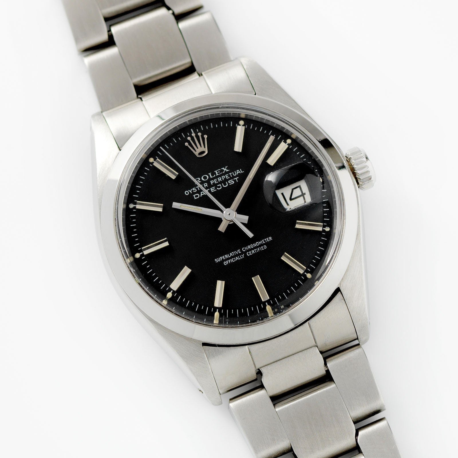 Rolex Datejust Black Pie Pan Dial Reference 1600