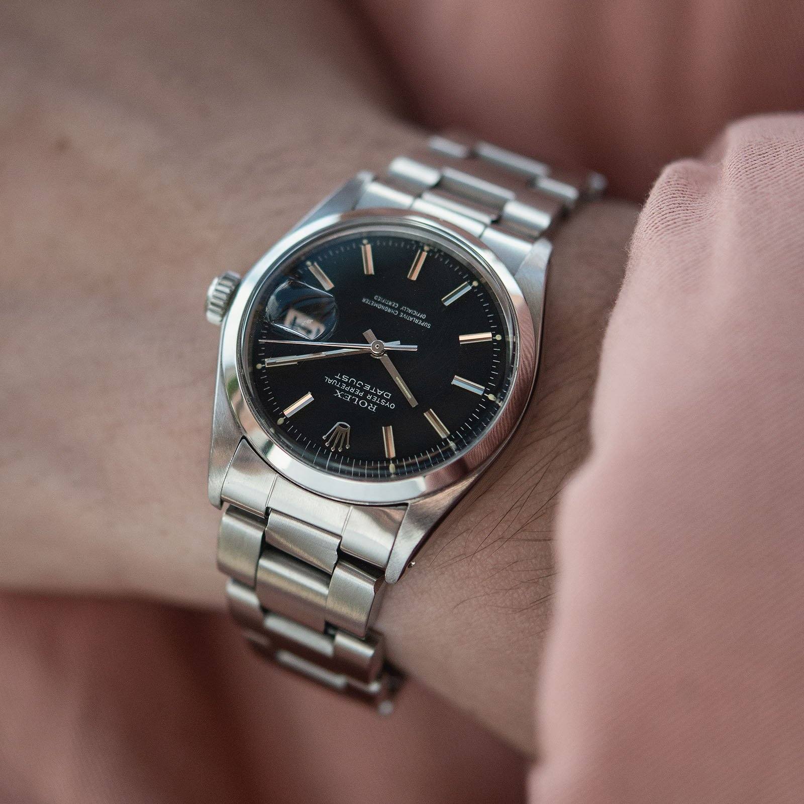 Rolex Datejust Black Pie Pan Dial Reference 1600