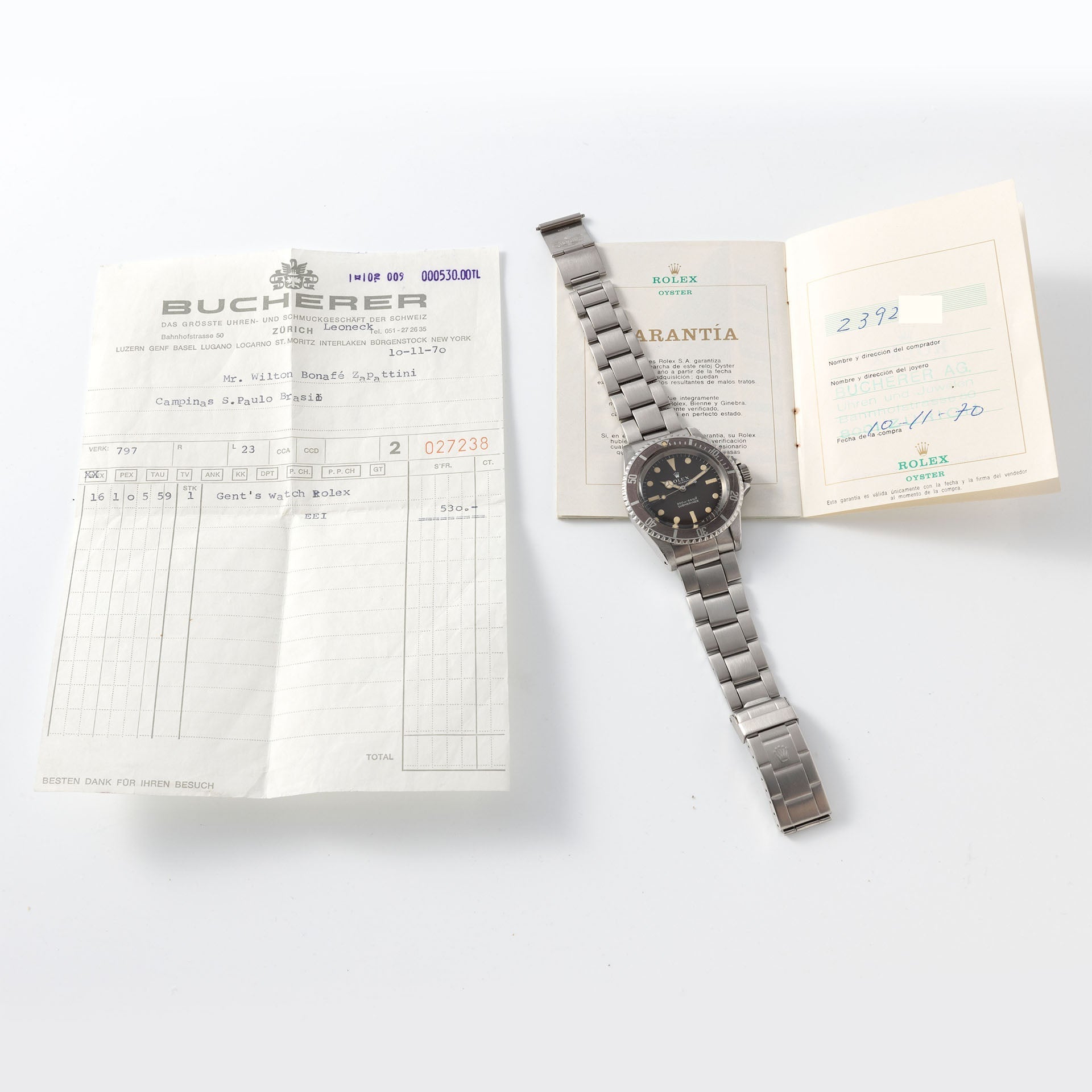 Rolex Submariner 5513 Tropical Meters First Dial with Papers