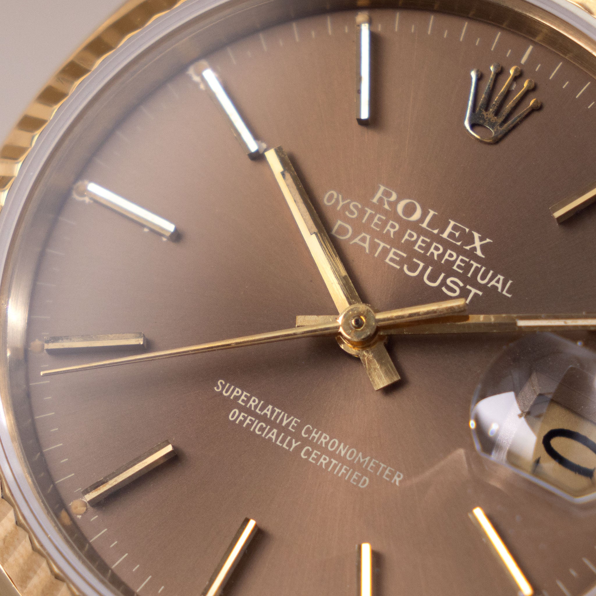 Rolex Datejust "Cappucciono "dial in 18k yellow gold ref 16018