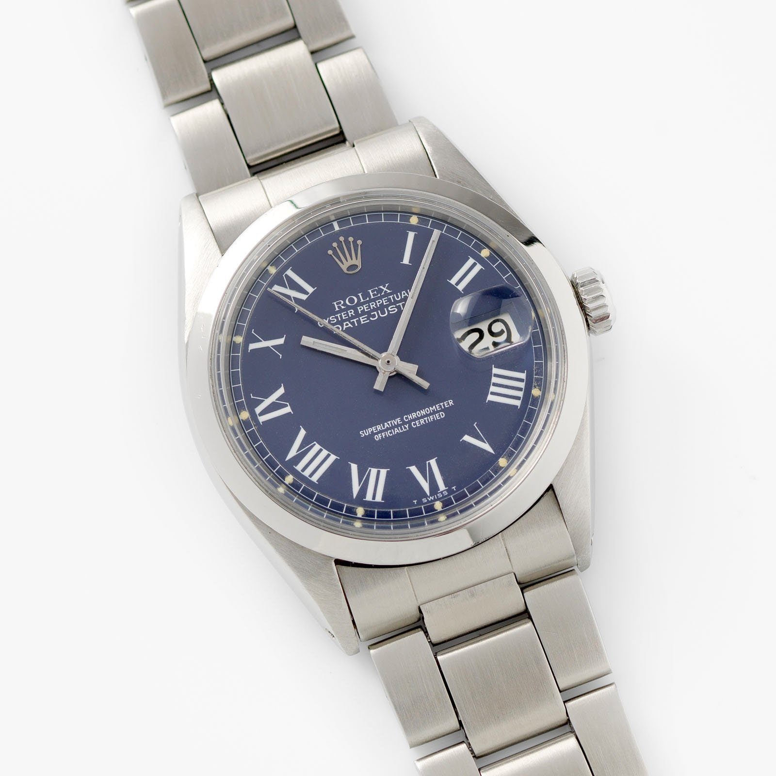 Rolex Datejust Reference 1600 Blue Buckley Dial