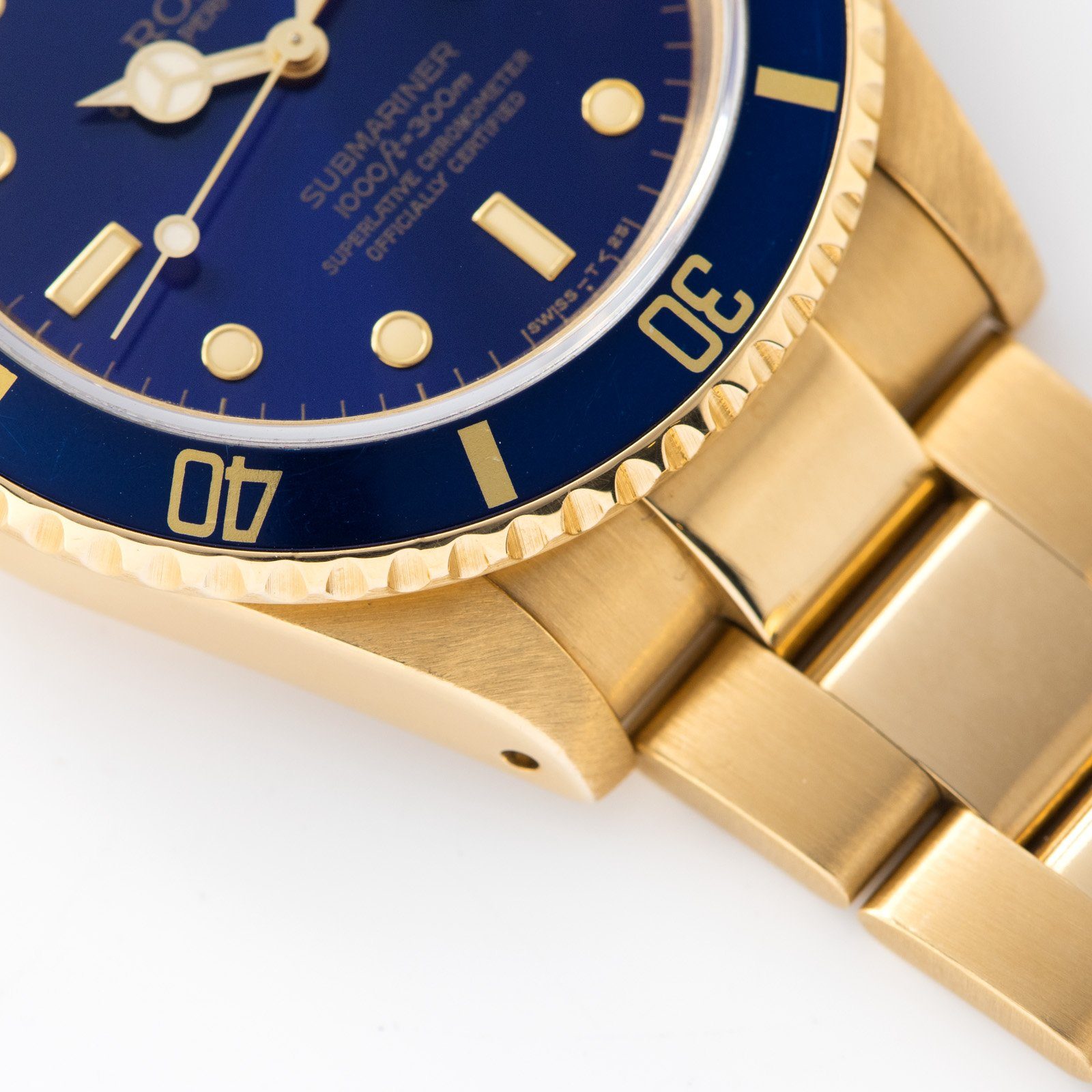 Rolex Submariner Date Purple Dial Yellow Gold 16618 Box and Papers