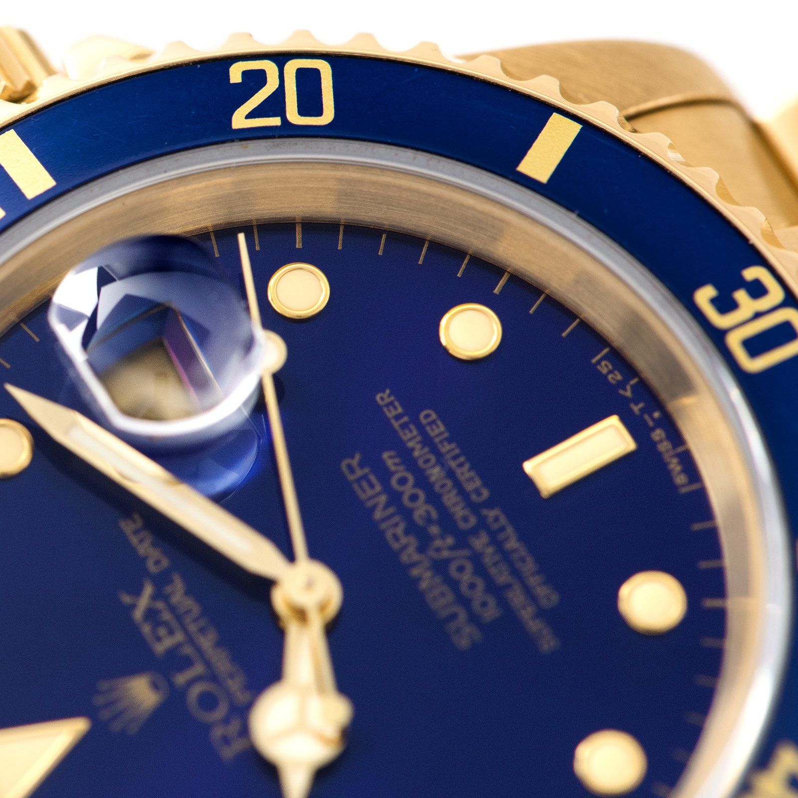 Rolex Submariner Date Purple Dial Yellow Gold 16618 Box and Papers