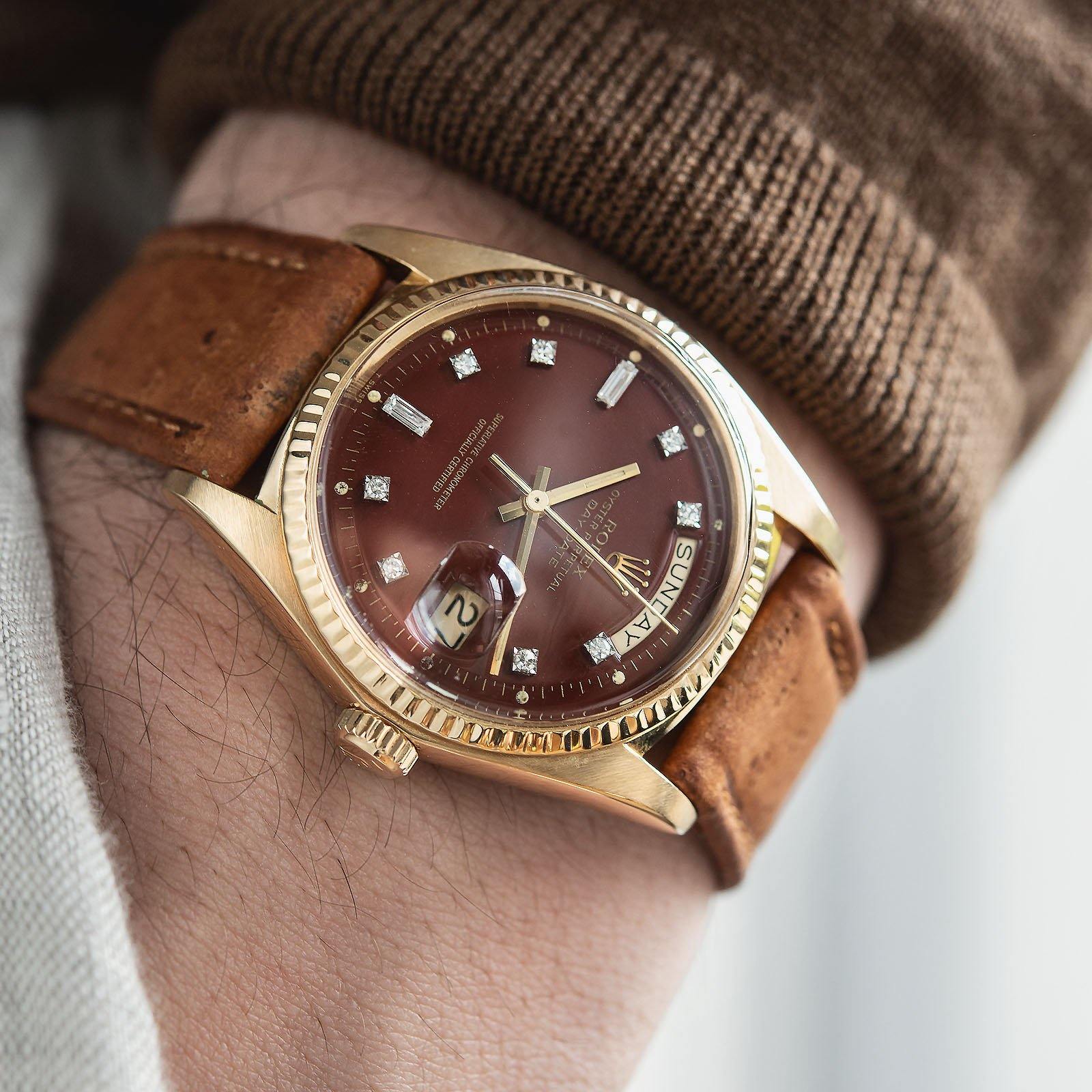 Rolex Oxblood Stella Dial with Diamonds Day Date 1803