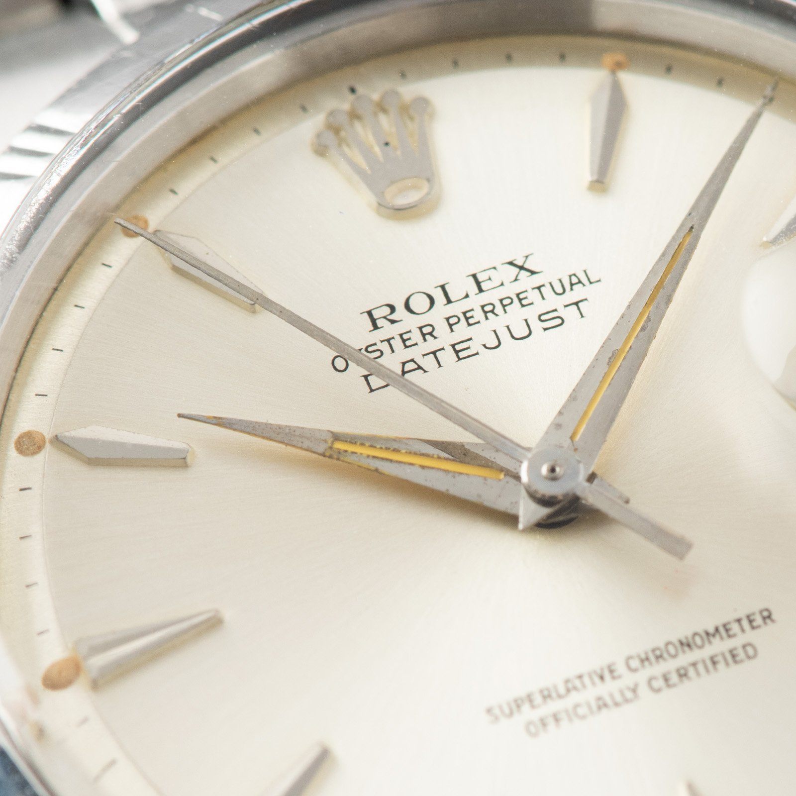 Rolex Datejust Silver Soleil Dial Rare Early Bamboo 1603