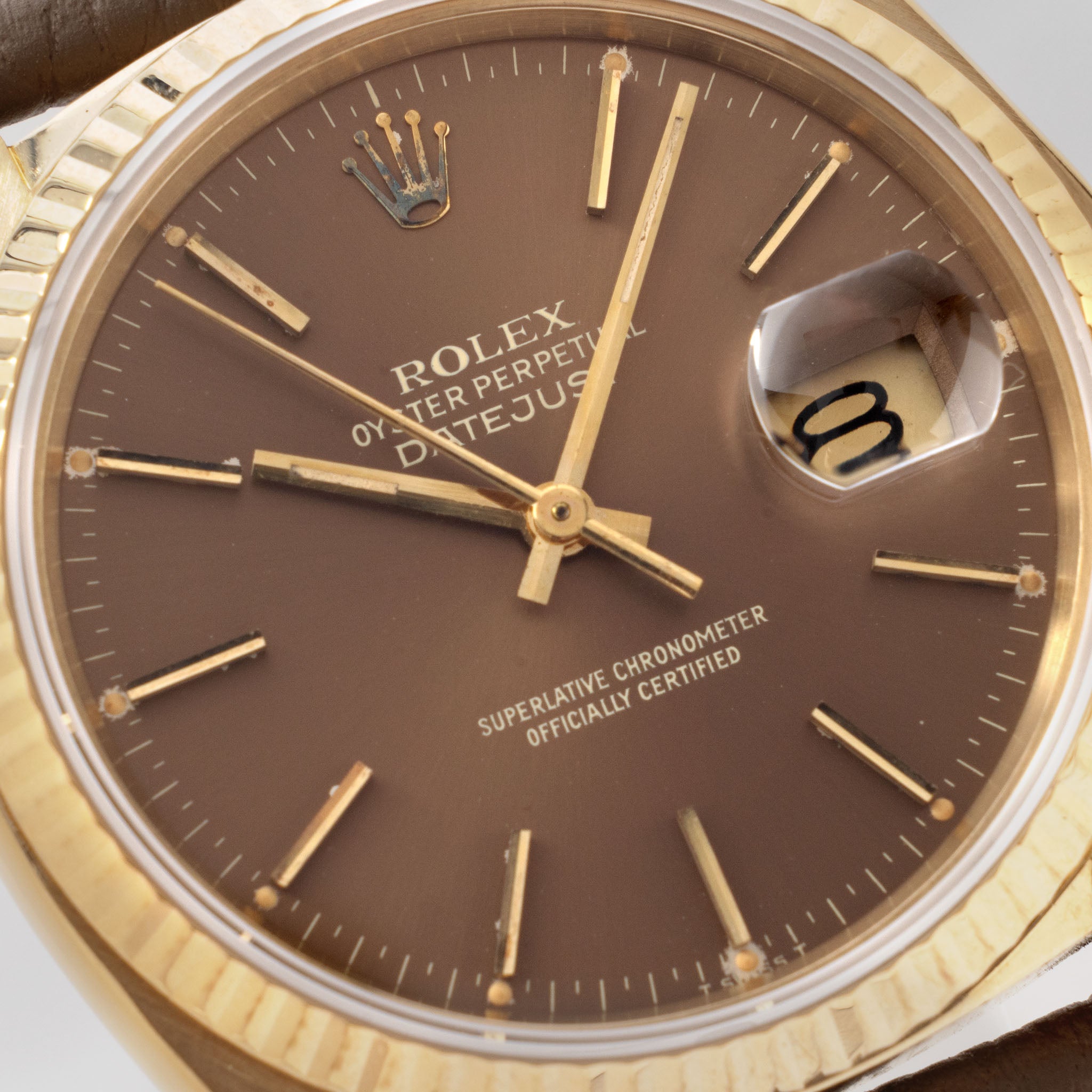 Rolex Datejust "Cappucciono "dial in 18k yellow gold ref 16018