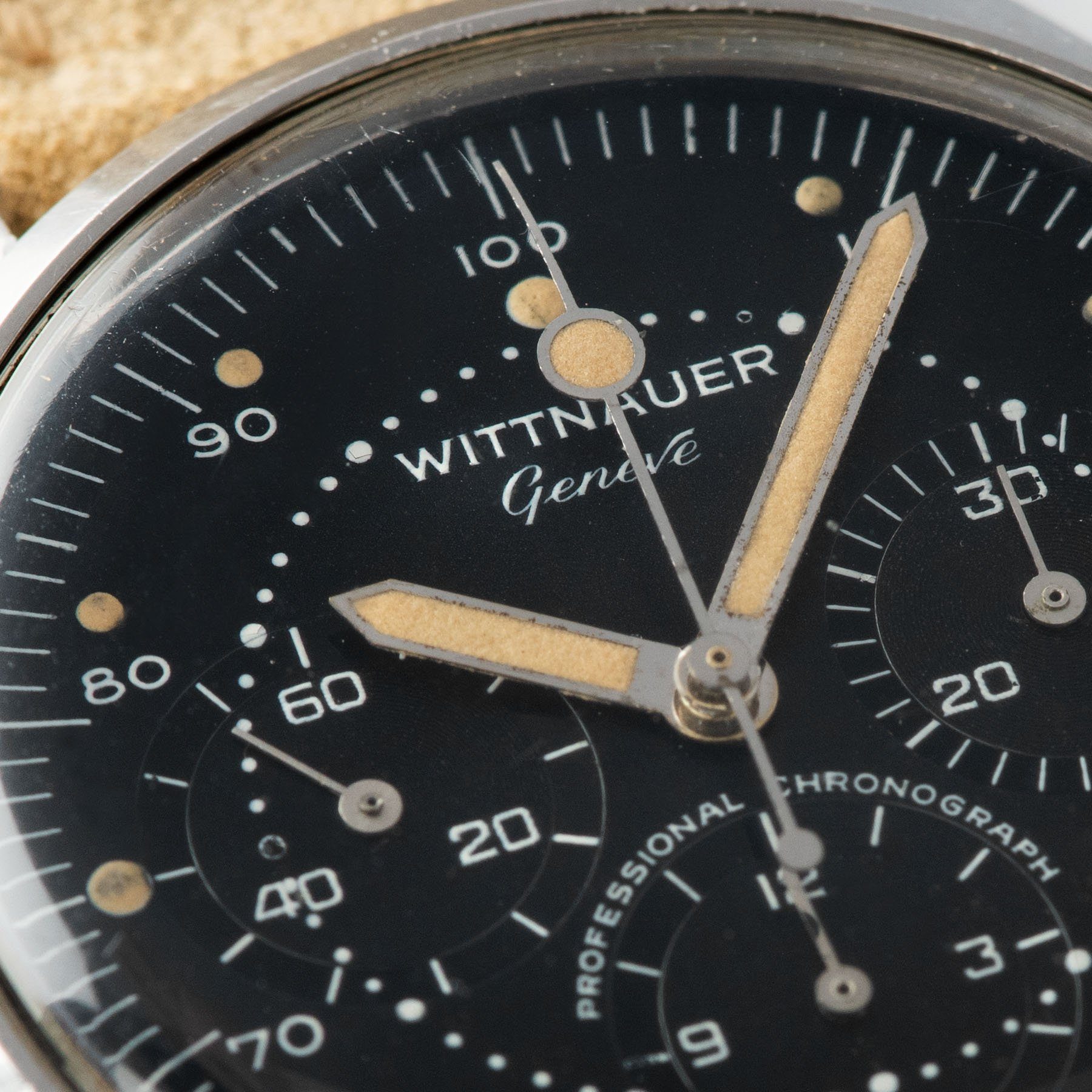 Wittnauer 242T Matte black Dial Steel Chronograph