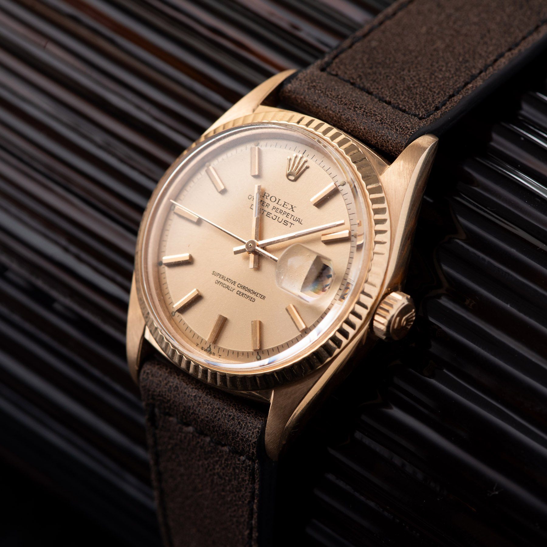 Rolex Datejust Rose Gold 1601 Rose Dial Punched Papers