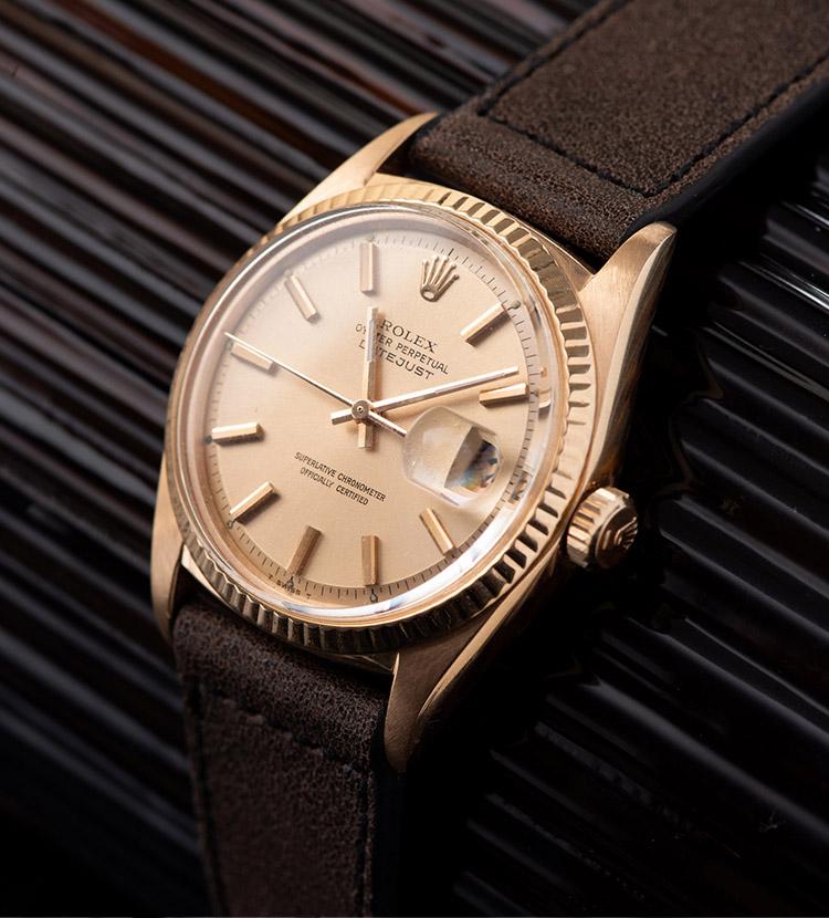 Rolex Datejust Rose Gold 1601 Rose Dial Punched Papers