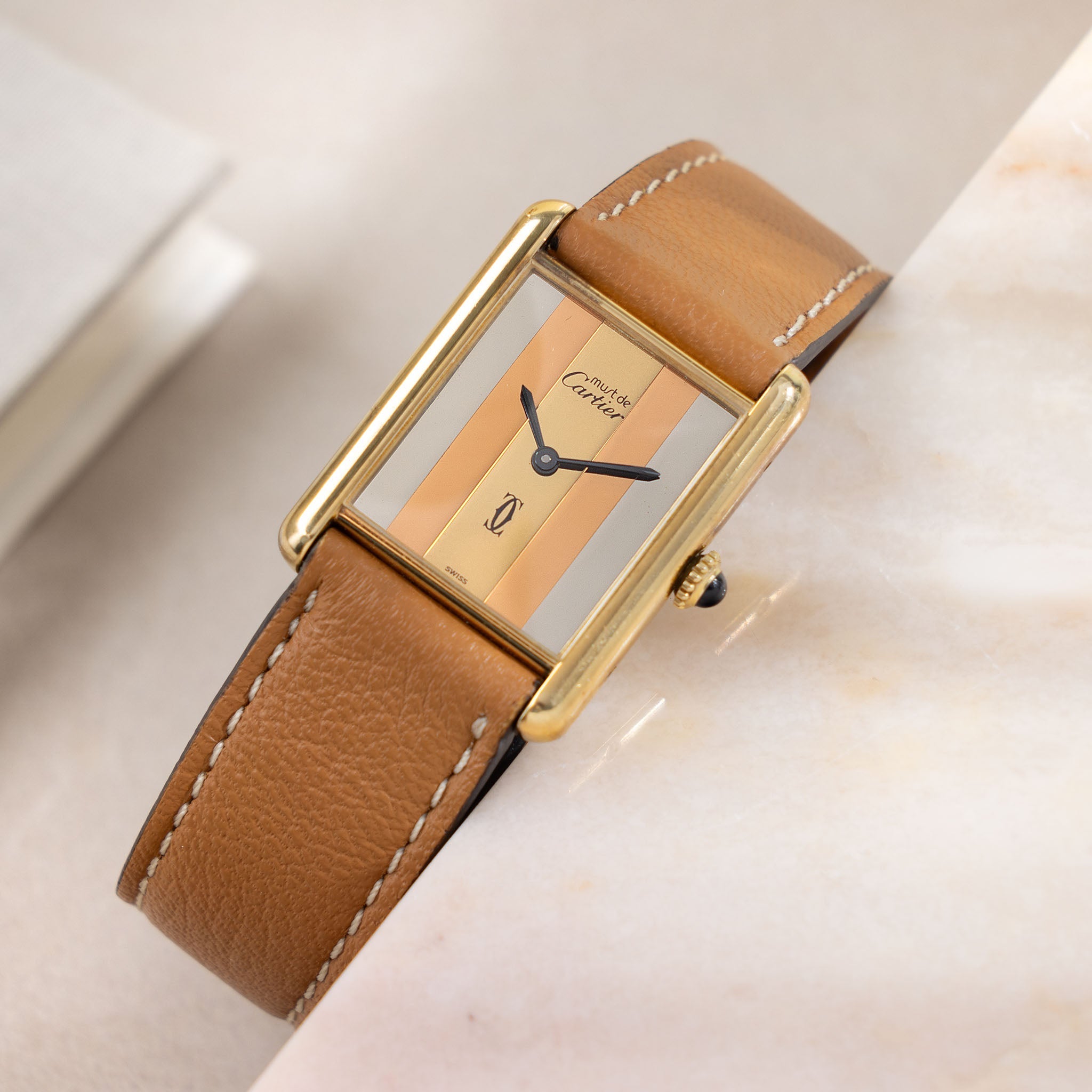 Cartier Tank must de Cartier Trinity dial big size handwound