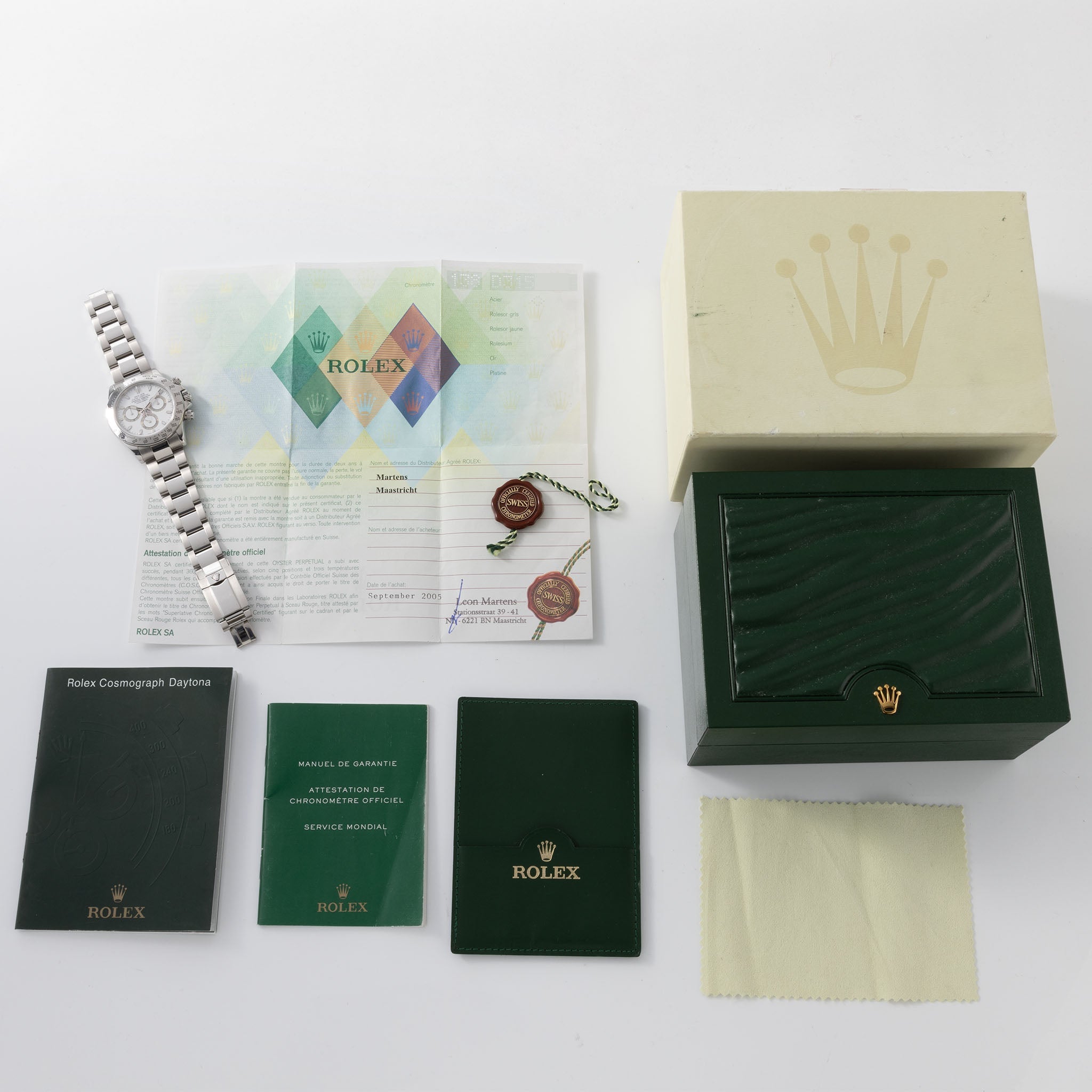 Rolex Daytona White Dial Box and Papers Set Ref 116520