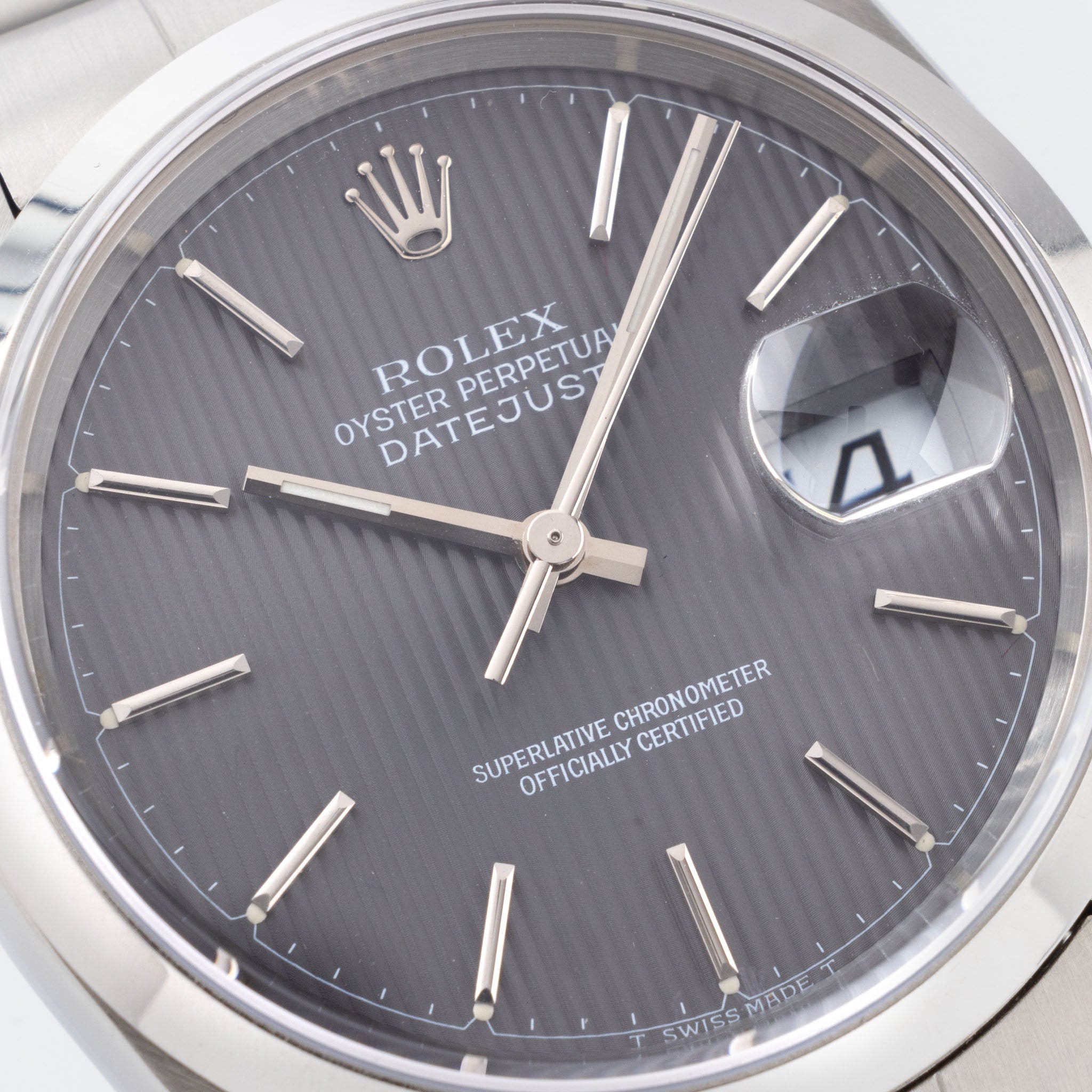 Rolex Datejust Ref. 16200 Grey Tapestry Dial With Box and Service Papers