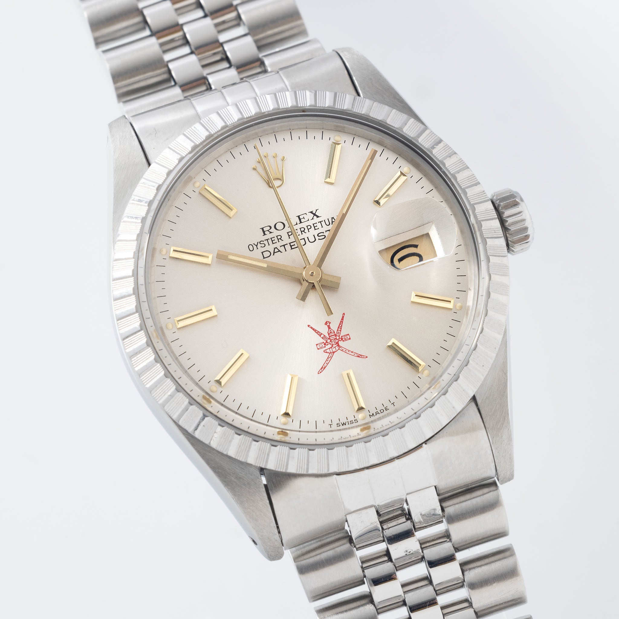 Rolex Datejust Silver Dial red "Khanjar " logo ref 16030