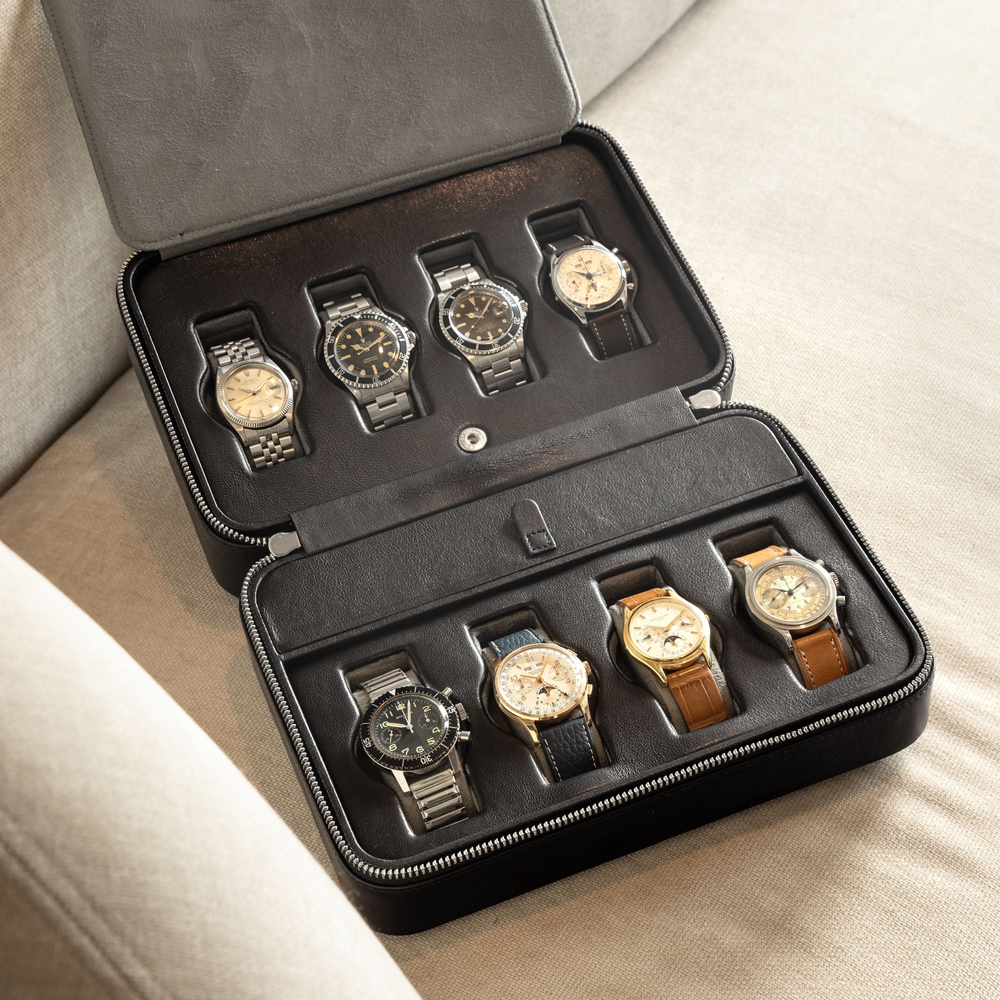 Black Luxury Leather Watch Box by JPM
