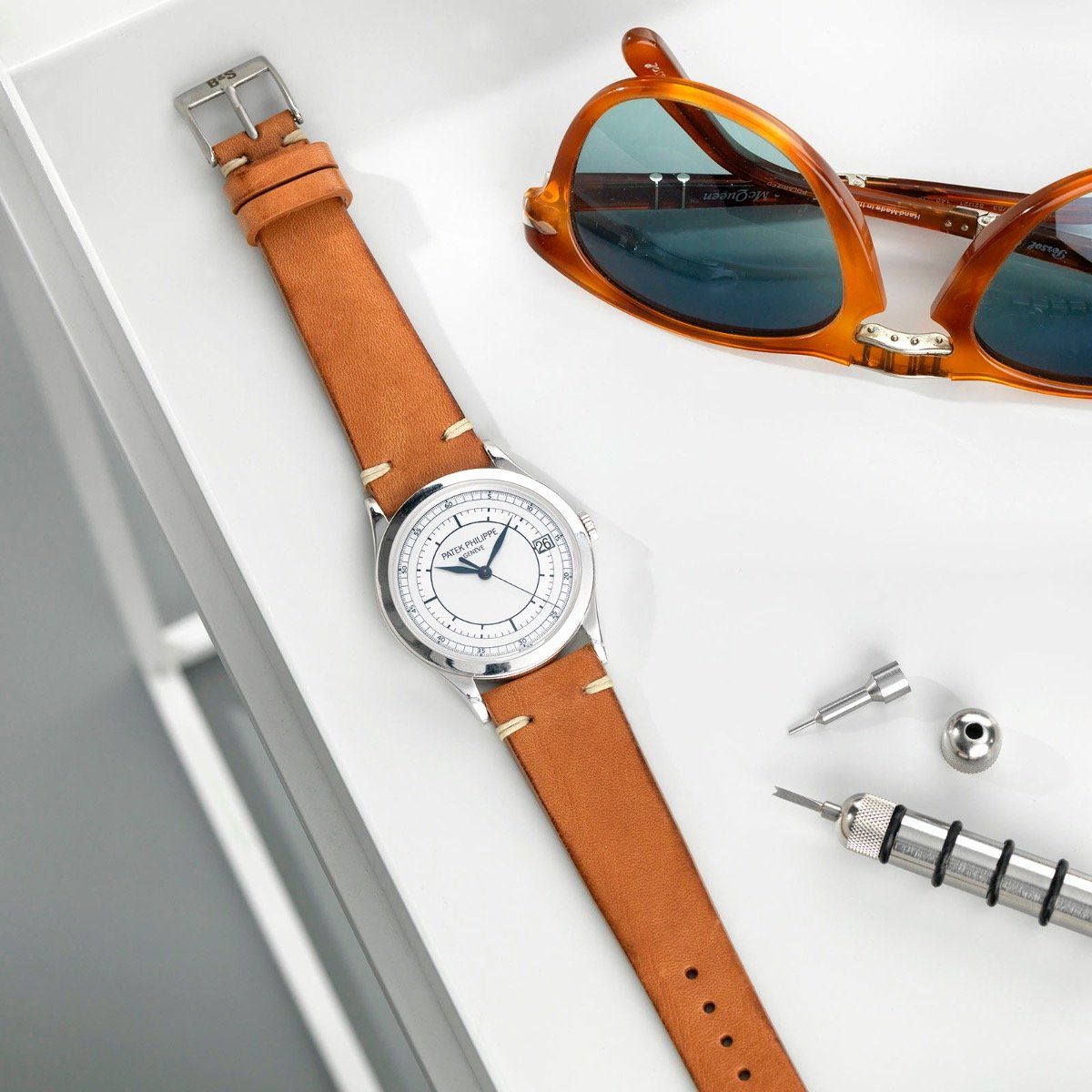 Caramel Brown Leren Horlogeband - Lengte Lang