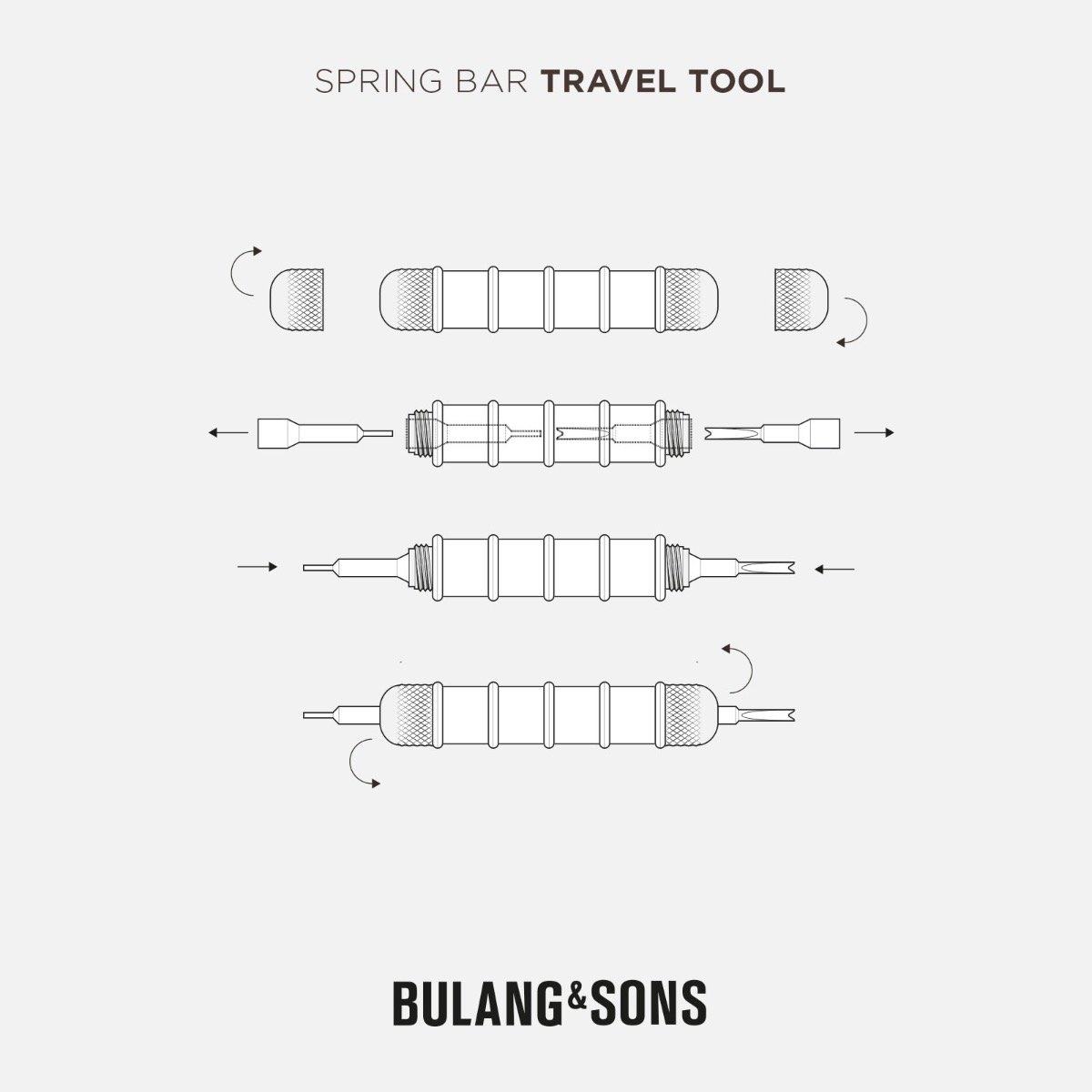 Caramel Brown Spring Bar Travel Tool Set