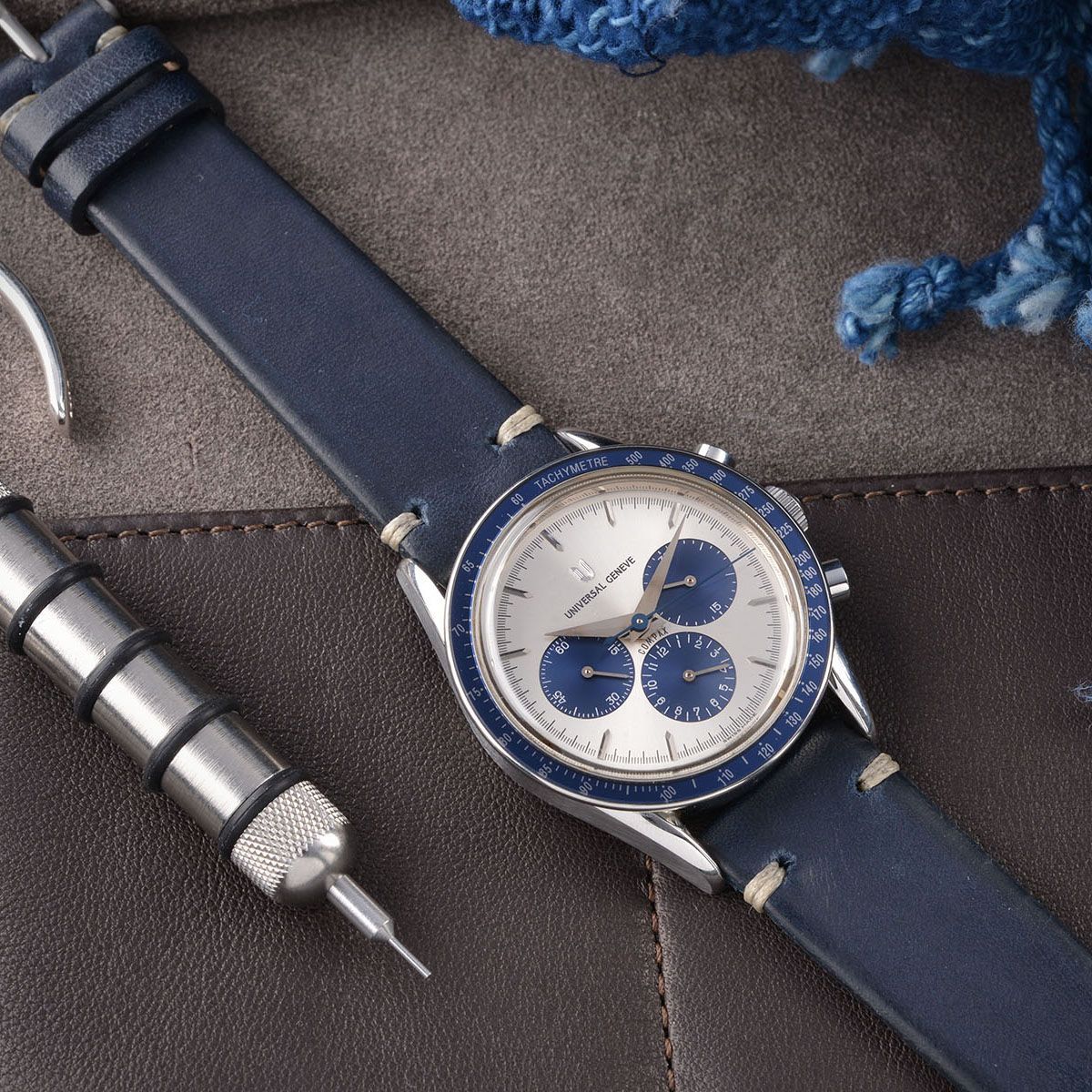 Blue Ink Leren Horlogeband