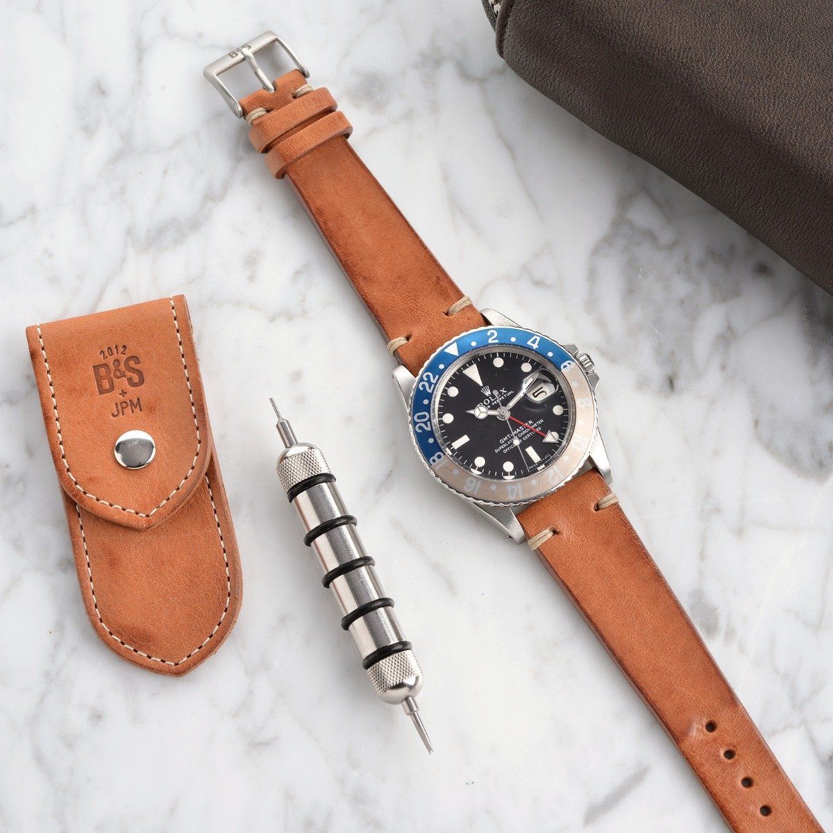 Caramel Brown Leren Horlogeband - Lengte Lang