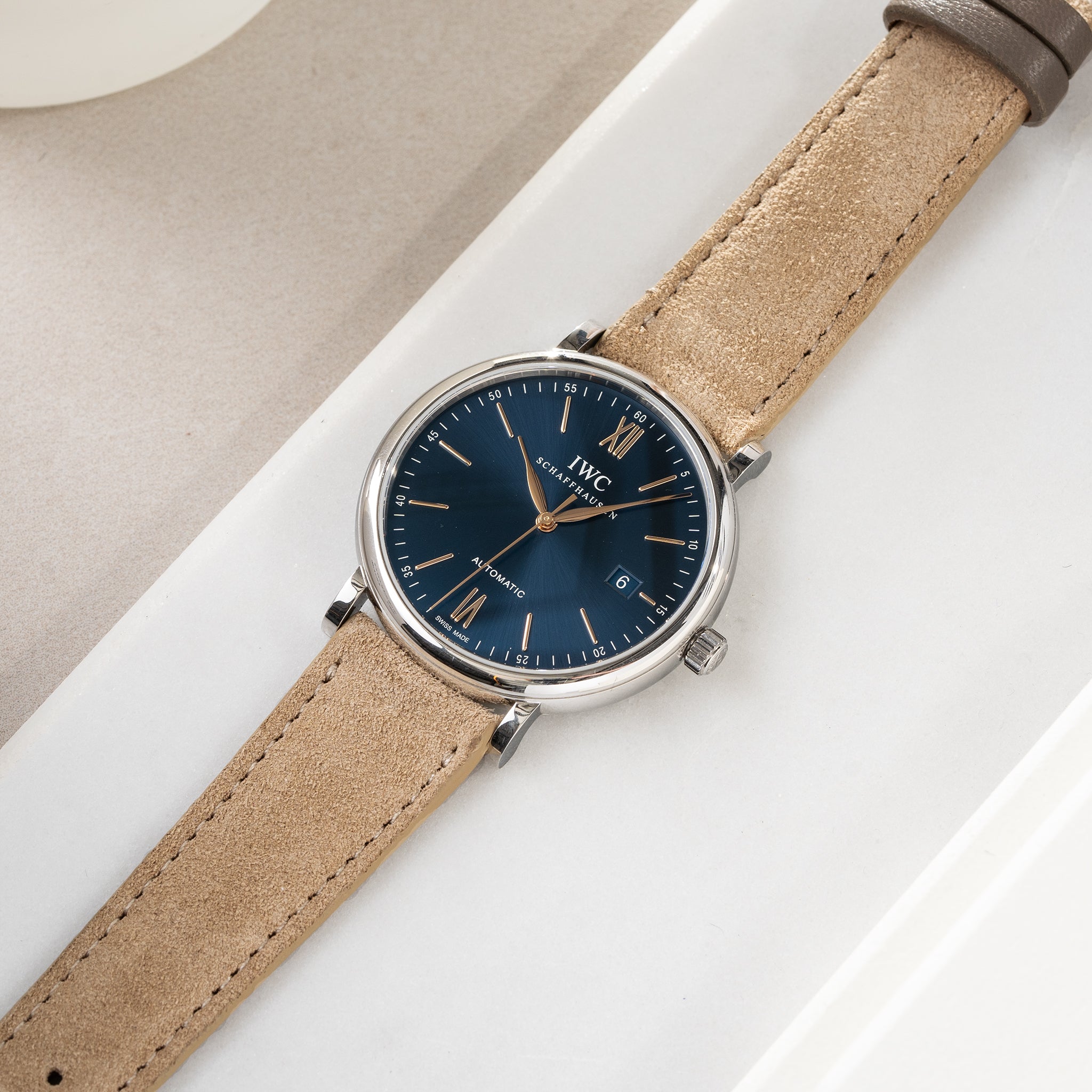 Horlogeband voor IWC Portofino - Refined Light Brown Suede
