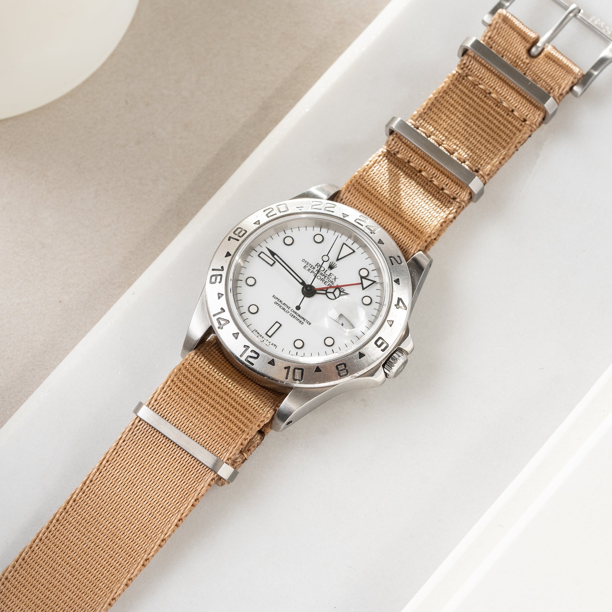 Horlogeband voor Rolex Explorer 2 - Nylon Single Pass Coyote Brown (20mm)