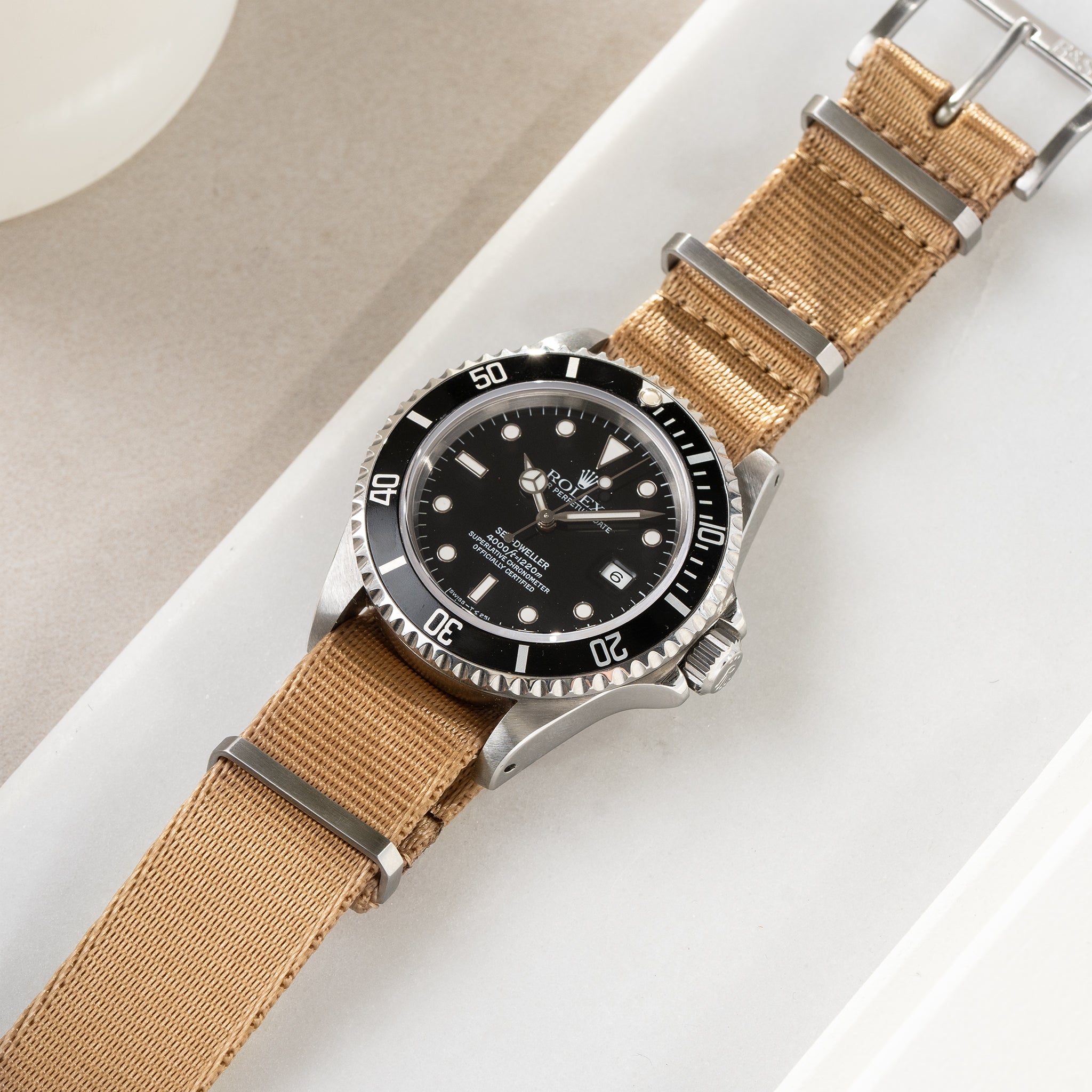 Horlogeband voor Rolex Seadweller - Nylon Single Pass Coyote Brown