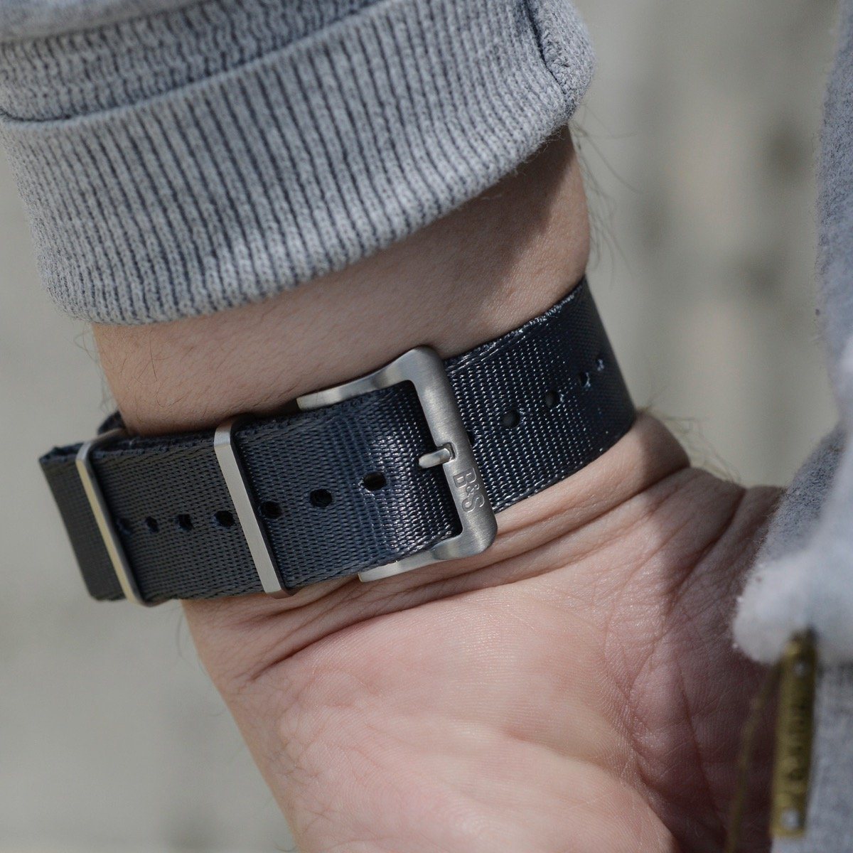 Deluxe Nylon Nato Horlogeband Diep Grijs